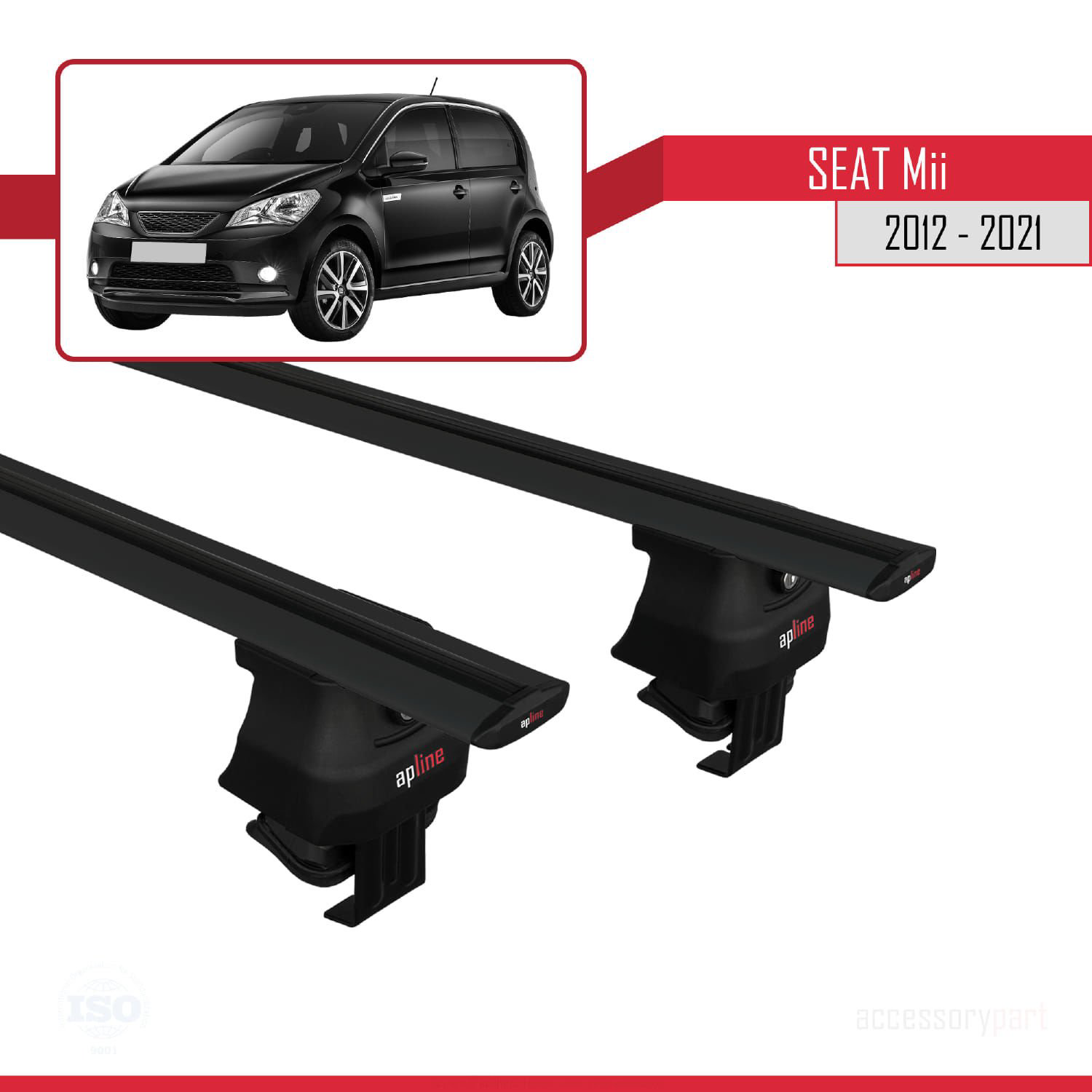 Seat Mii 2012-2021 Arası ile uyumlu ACE-4 Ara Atkı Tavan Barı SİY