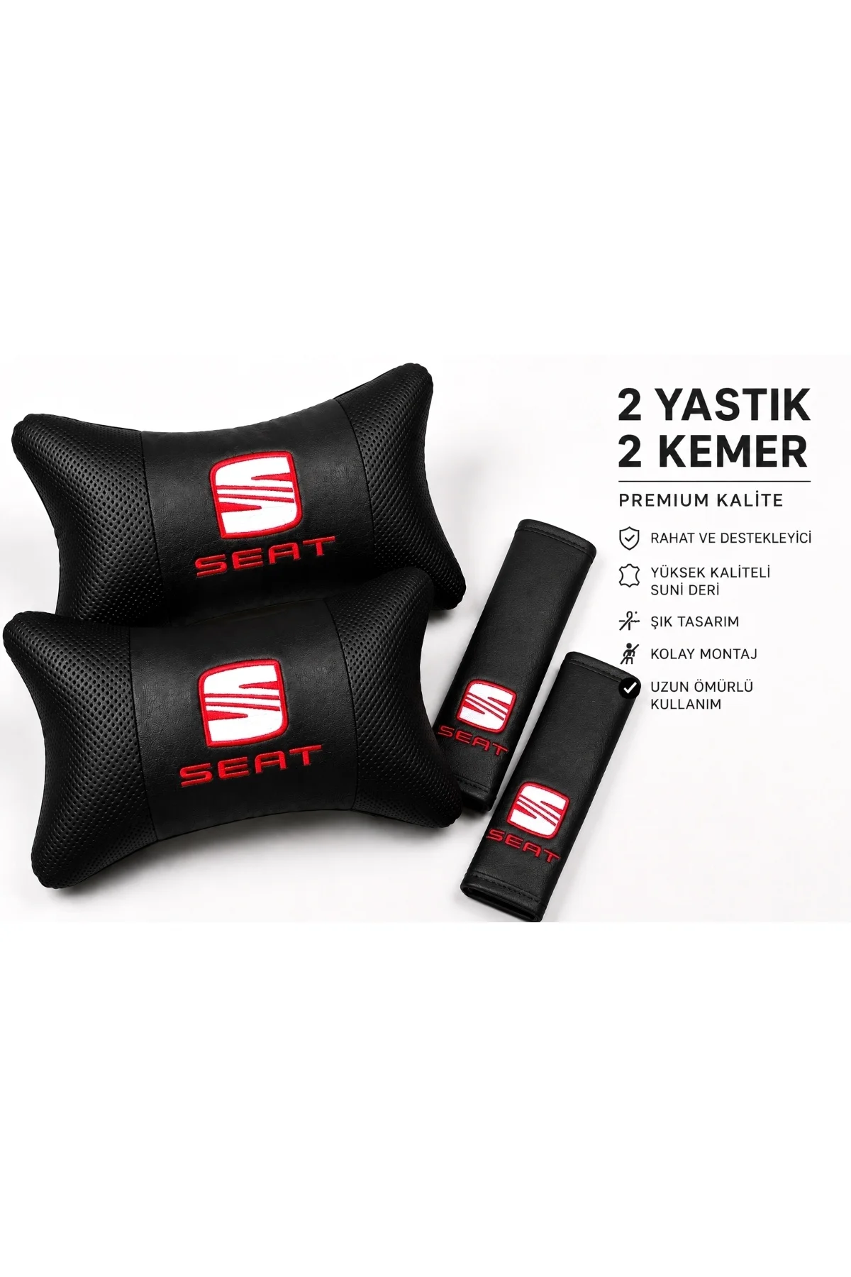 Seat Papyon Yastık Boyun Yastığı + Emniyet Kemeri Kılıfı Takım Seat Papyon Yastık Boyun Yastığı + Emniyet Kemeri Kılıfı Takım