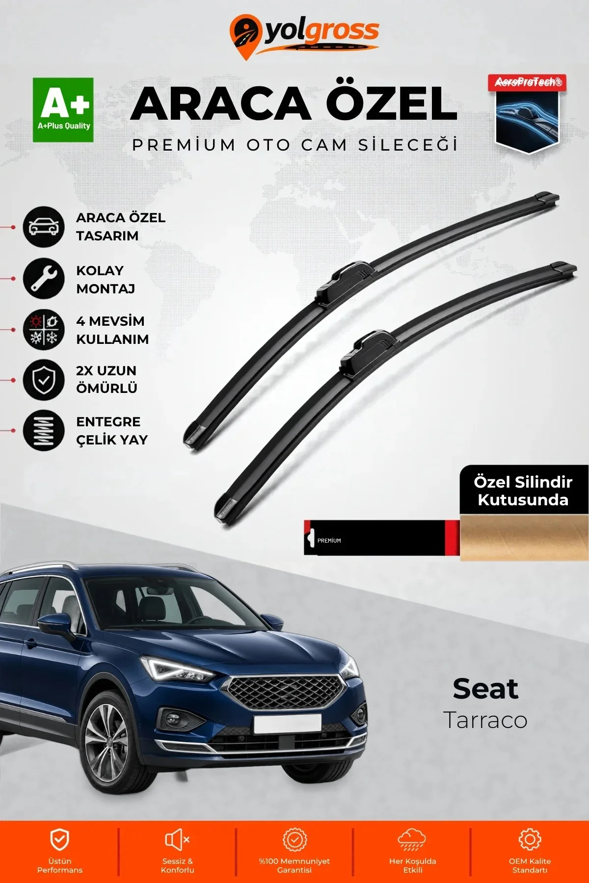 Seat Tarraco Ön Cam Silecek Seti 2018 Üzeri Premium Araca Özel 65-55 Cm A+ Kalite