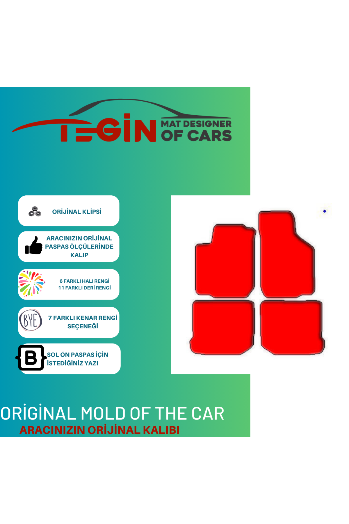 Seat Toledo 1m 1998-2005 Prime Siyah Deri Kırmızı Kenar Paspas