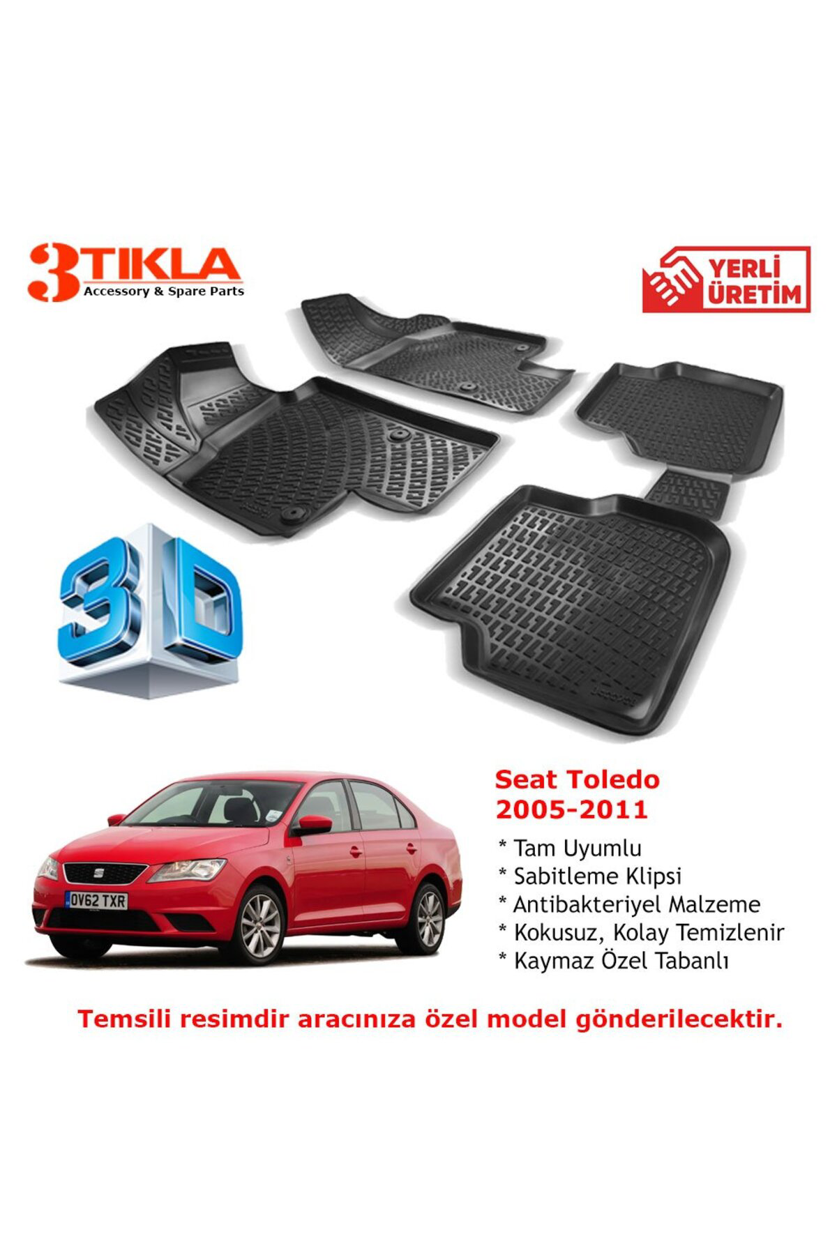 Seat Toledo 2005-2011 Premium 3D Havuzlu Paspas Seti