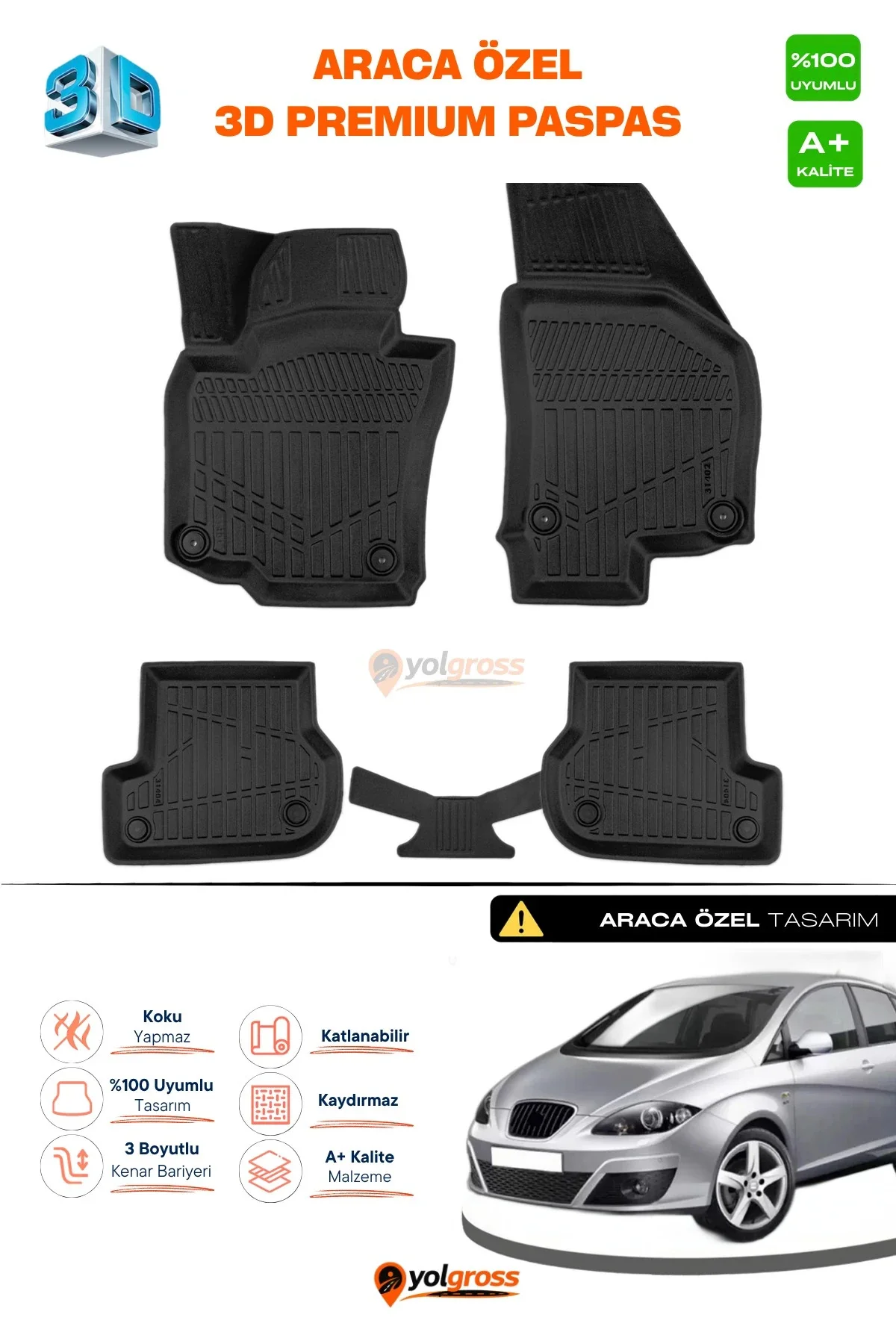 Seat Toledo 3D Pro Havuzlu Paspas 2005-2012 A+ Kalite
