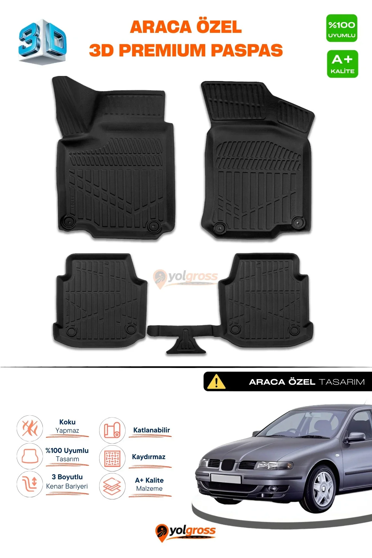 Seat Toledo 3D Pro Havuzlu Paspas 1999-2005 A+ Kalite