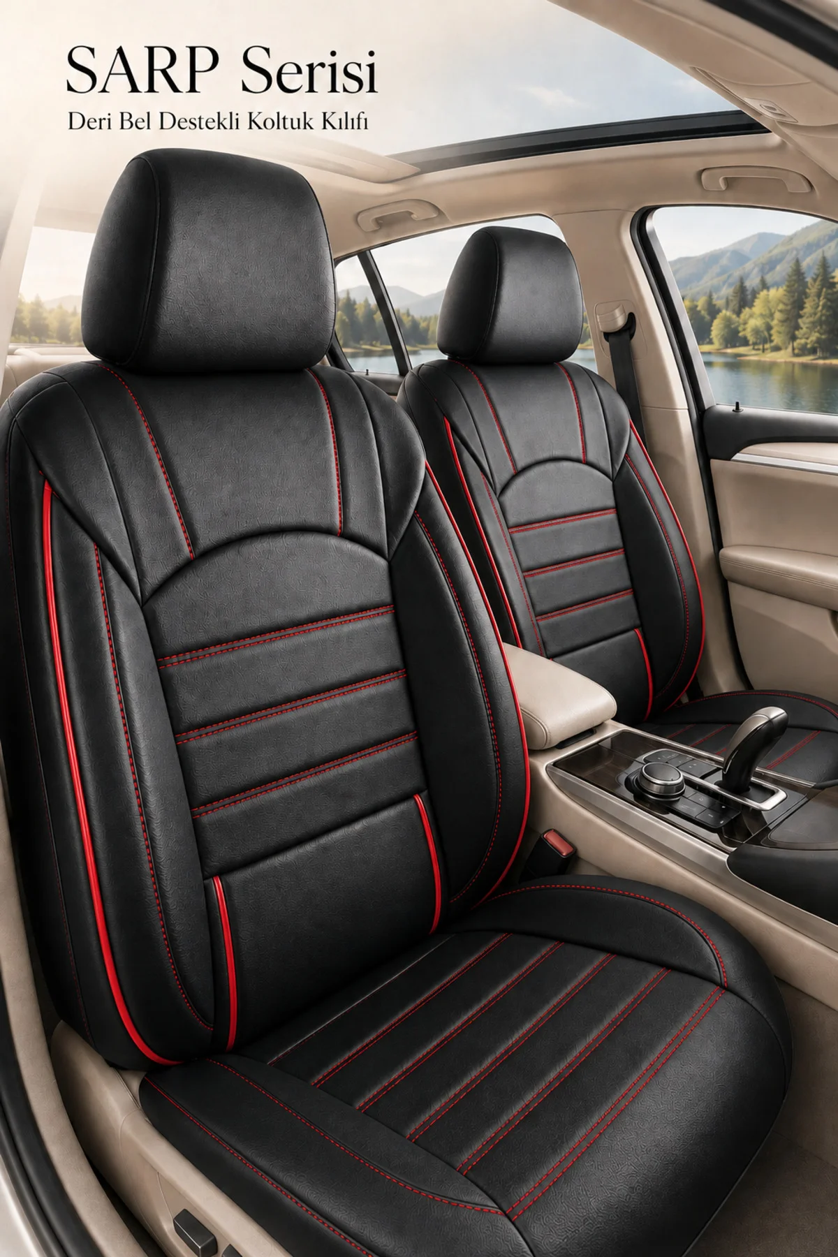 Seat Toledo II 1M 1998-2004 Uyumlu Jetdrive Serisi Kumaş Oto Koltuk Kılıfı Siyah Kırmızı
