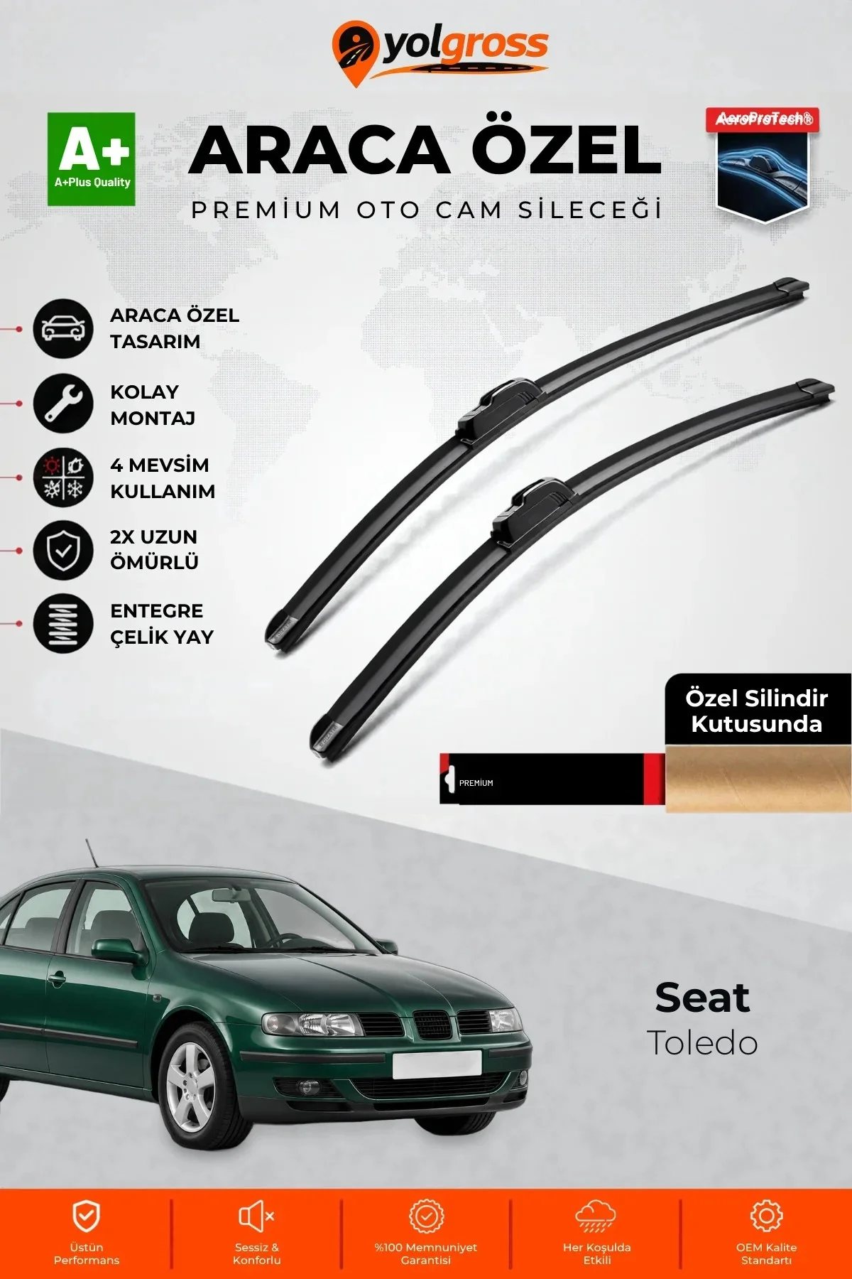 Seat Toledo Ön Cam Silecek Seti 1999-2004 Premium Araca Özel 53-48 Cm A+ Kalite