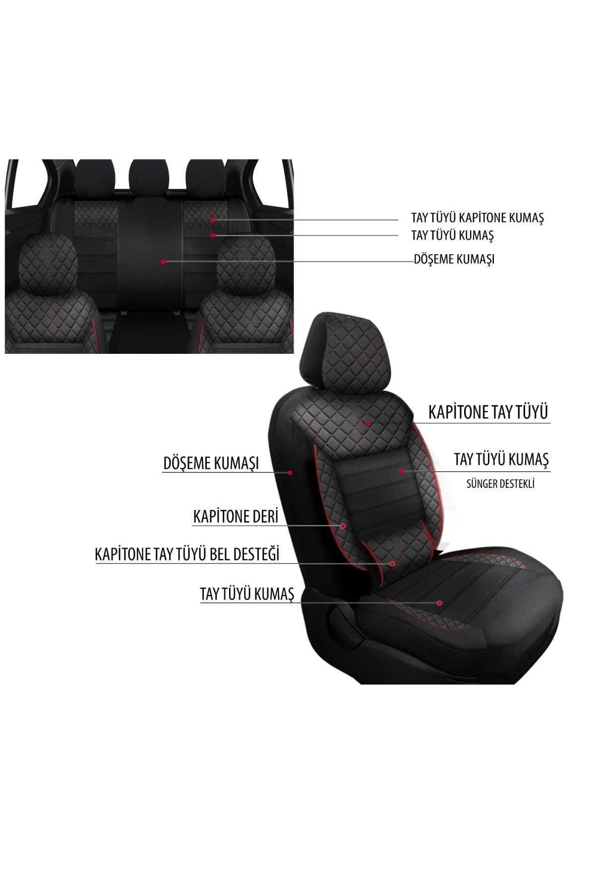 Seat Toledo Uyumlu Koltuk Kılıfı Golem Serisi - Kırmızı