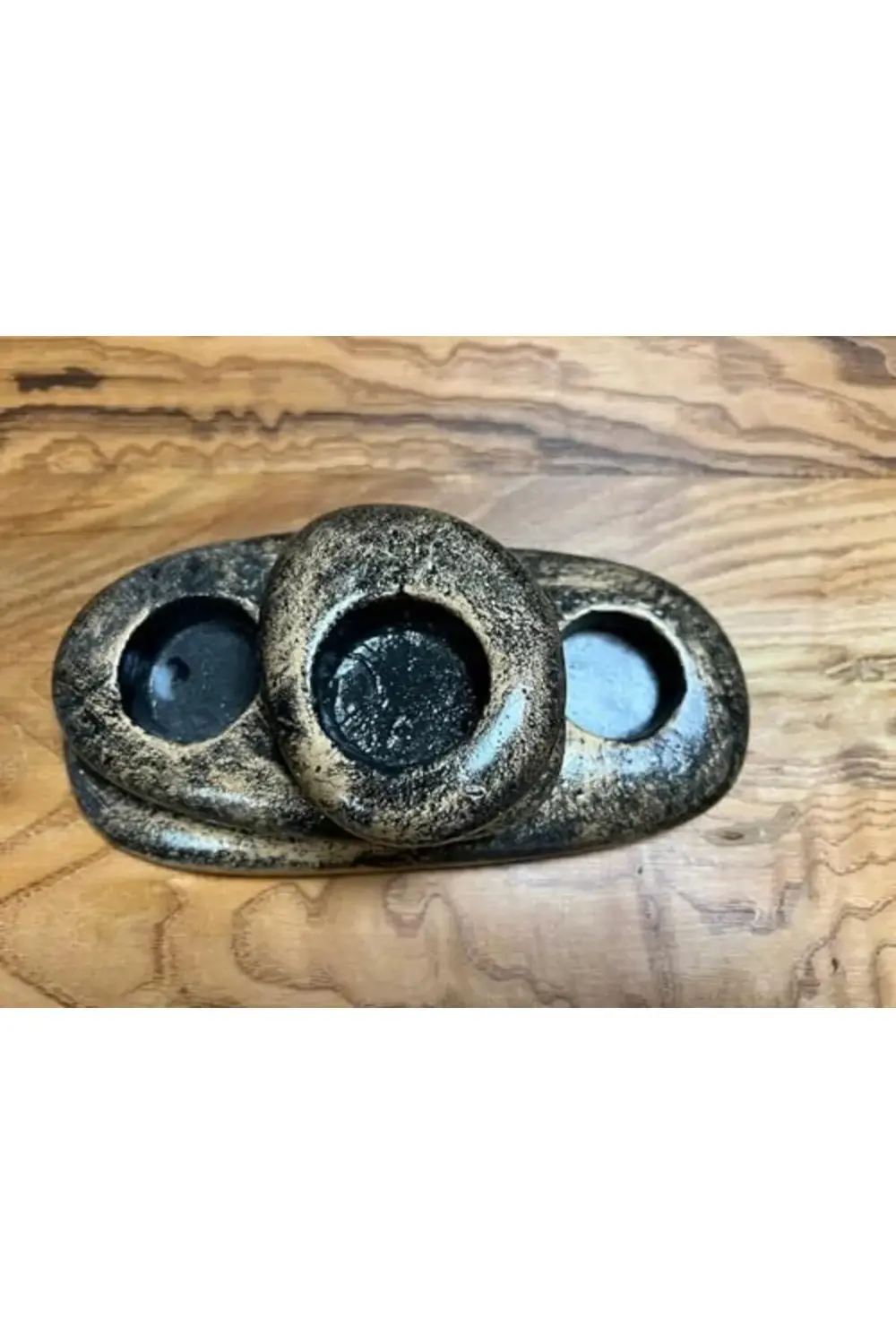 Seb Sertmix Dekoratif Üçlü Mumluk (Gold)