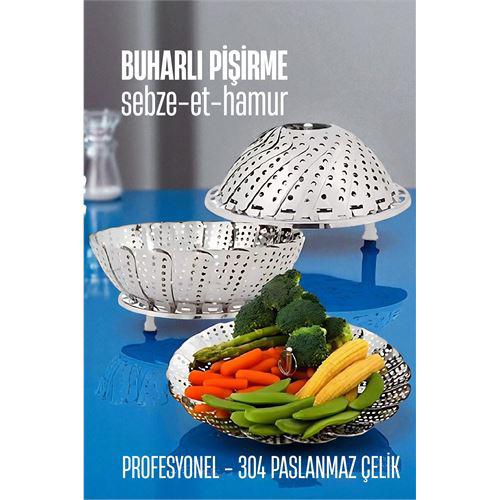 Sebze Pişirme Sepeti - Buharda Pişirme Haşlama Aparatı Paslanmaz