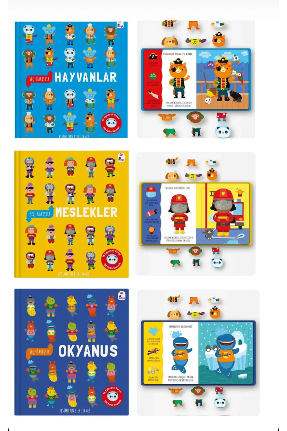 Seç Karıştır 3'lü Set -  Okyanus / Meslekler / Hayvanlar (15 Eğle