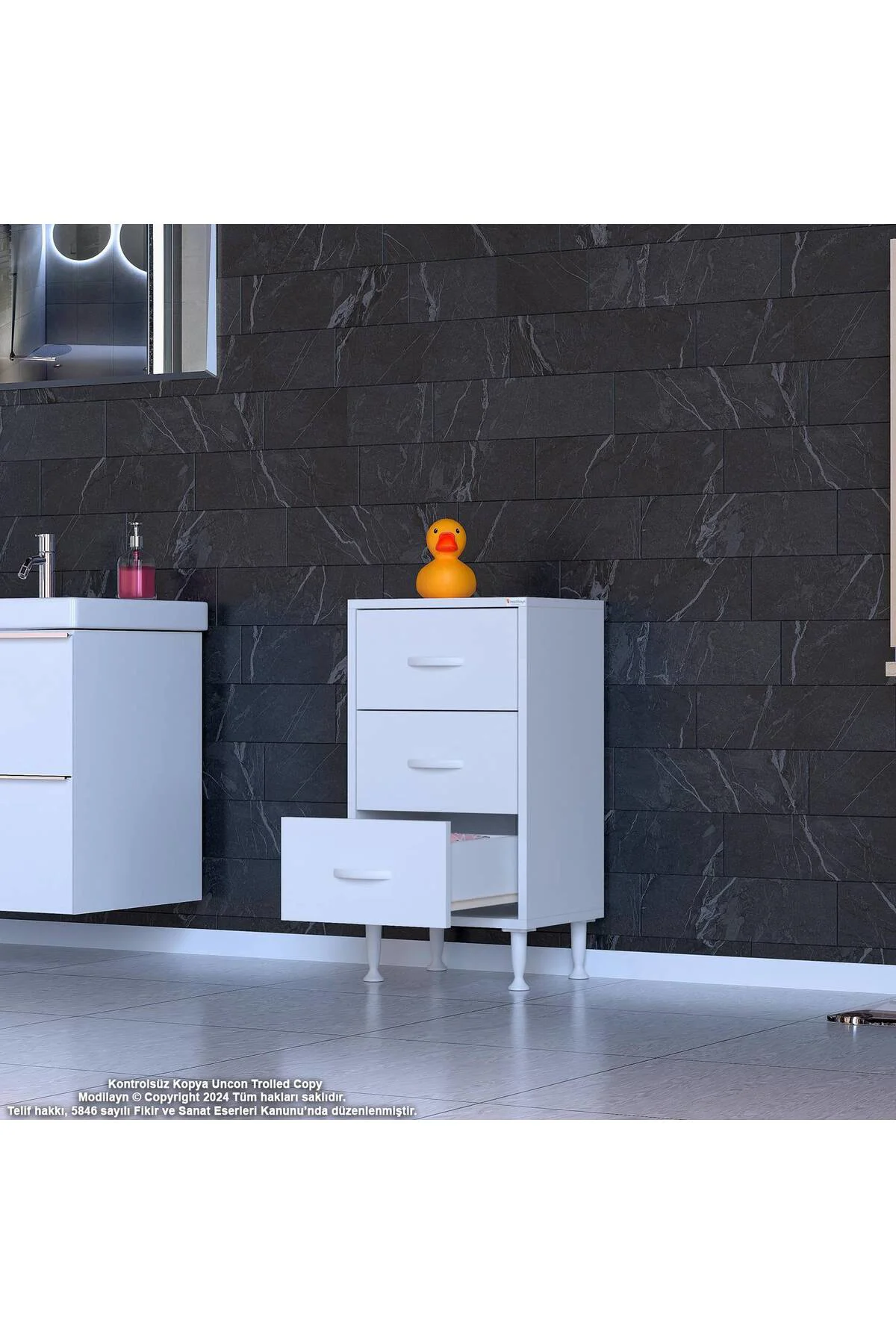 Seçer 3 Çekmeceli 35 cm Banyo ve Mutfak Dolabı Beyaz 35x75x32,5 c