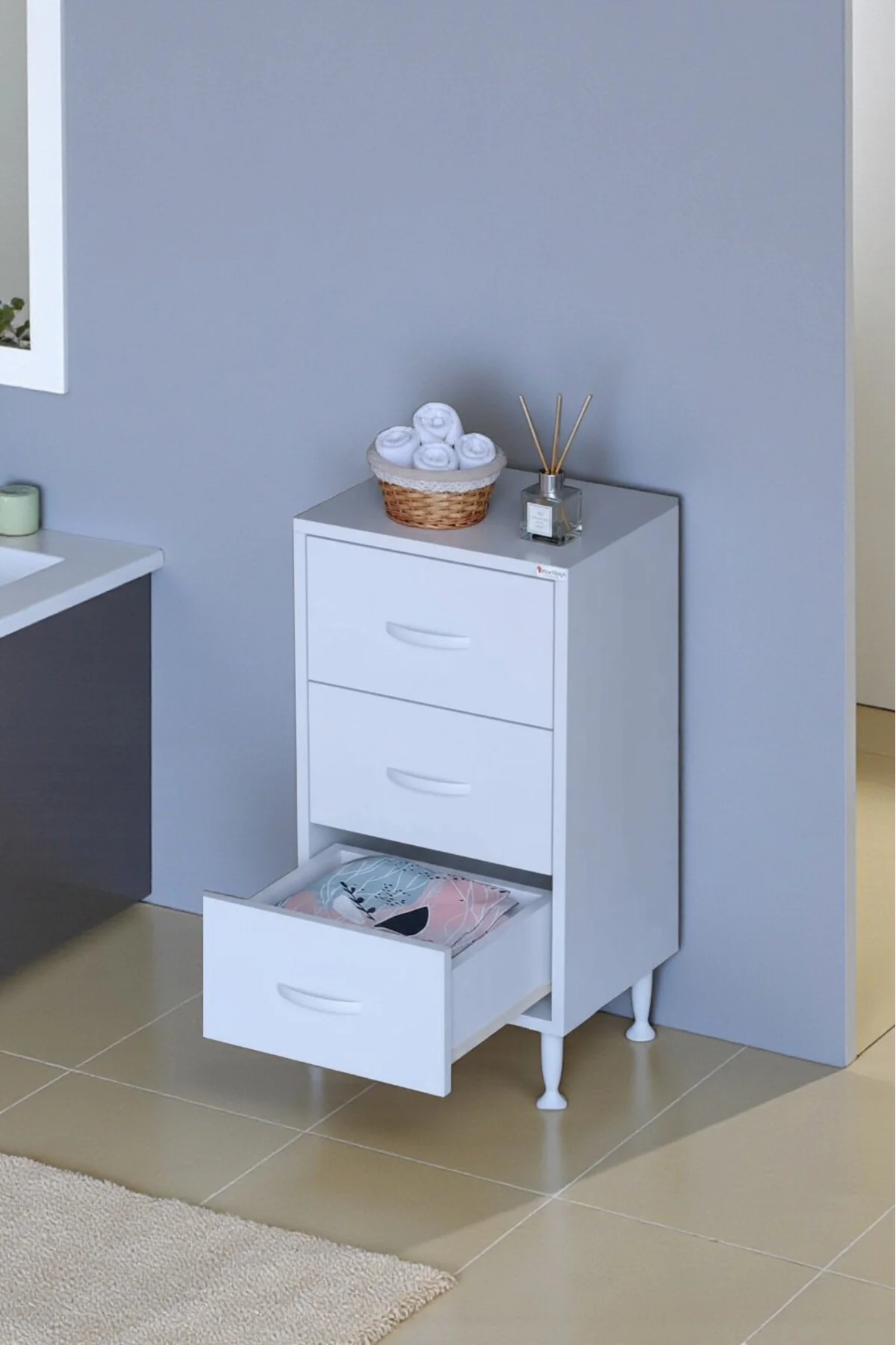 Seçer 3 Çekmeceli 35 cm Banyo ve Mutfak Dolabı Beyaz 35x75x32,5 c