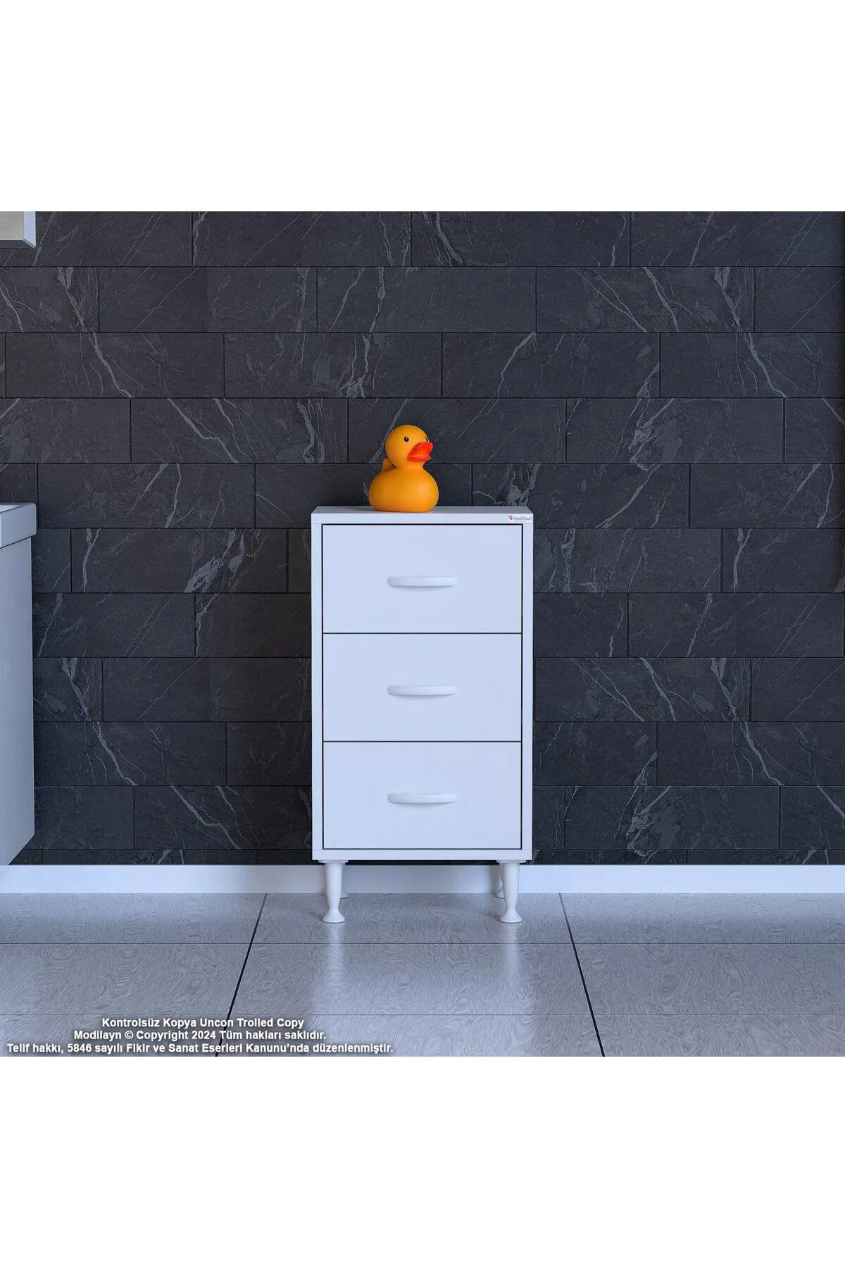 Seçer 3 Çekmeceli 35 cm Banyo ve Mutfak Dolabı Beyaz 35x75x32,5 c