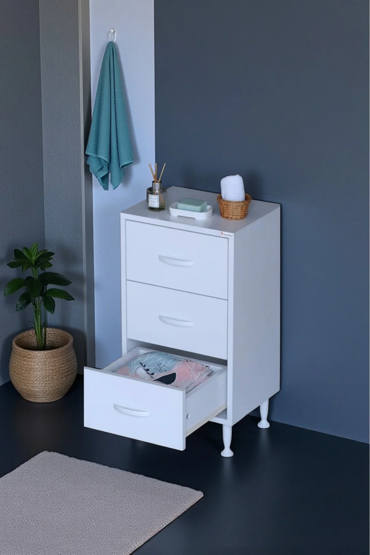 Seçer 3 Çekmeceli 45 cm Banyo ve Mutfak Dolabı Beyaz 45x75x32,5 c