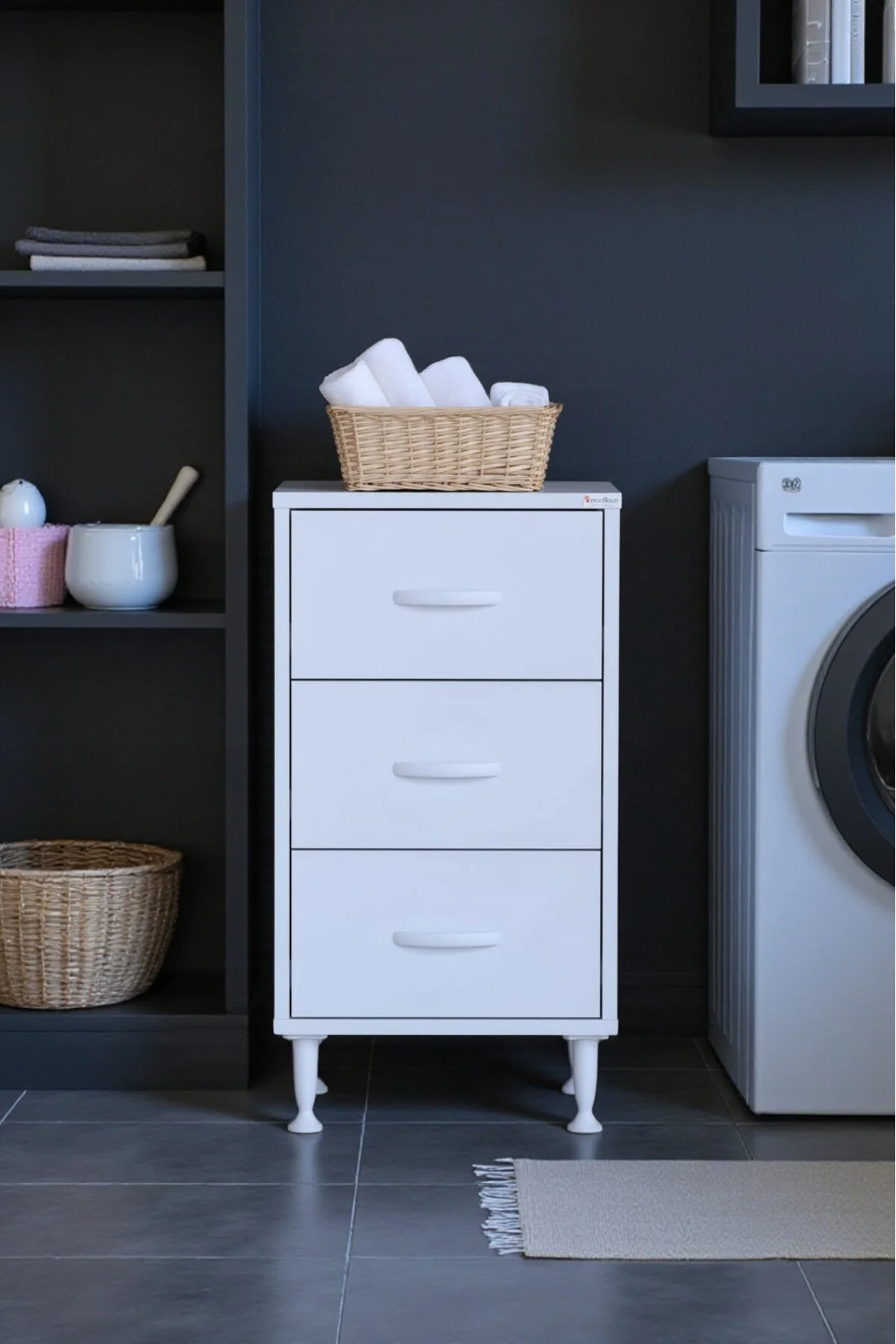 Seçer 3 Çekmeceli 50 cm Banyo ve Mutfak Dolabı Beyaz 50x75x32,5 c