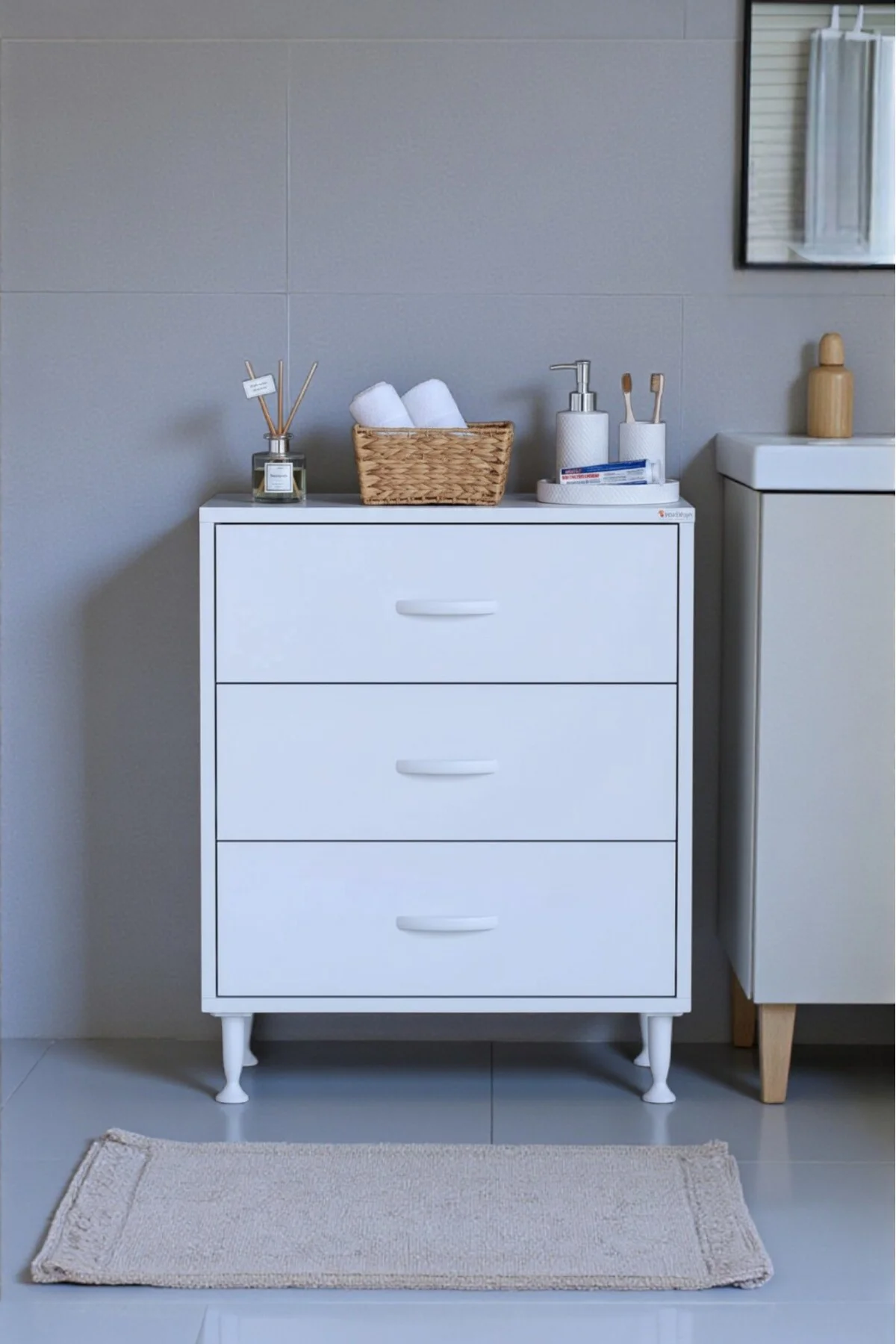 Seçer 3 Çekmeceli 55 cm Banyo ve Mutfak Dolabı Beyaz 55x75x32,5 c