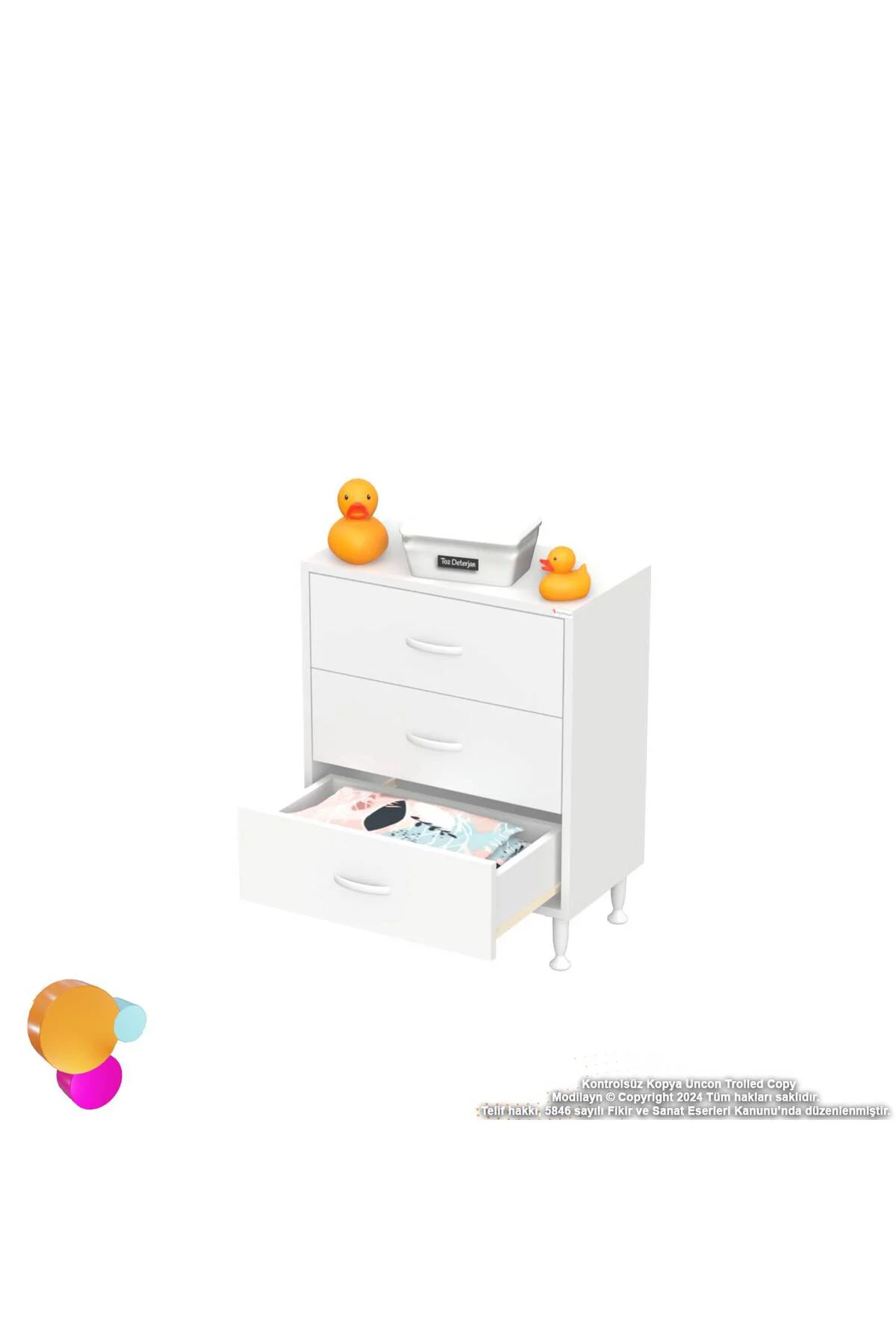 Seçer 3 Çekmeceli 60 cm Banyo ve Mutfak Dolabı Beyaz 60x75x32,5 c