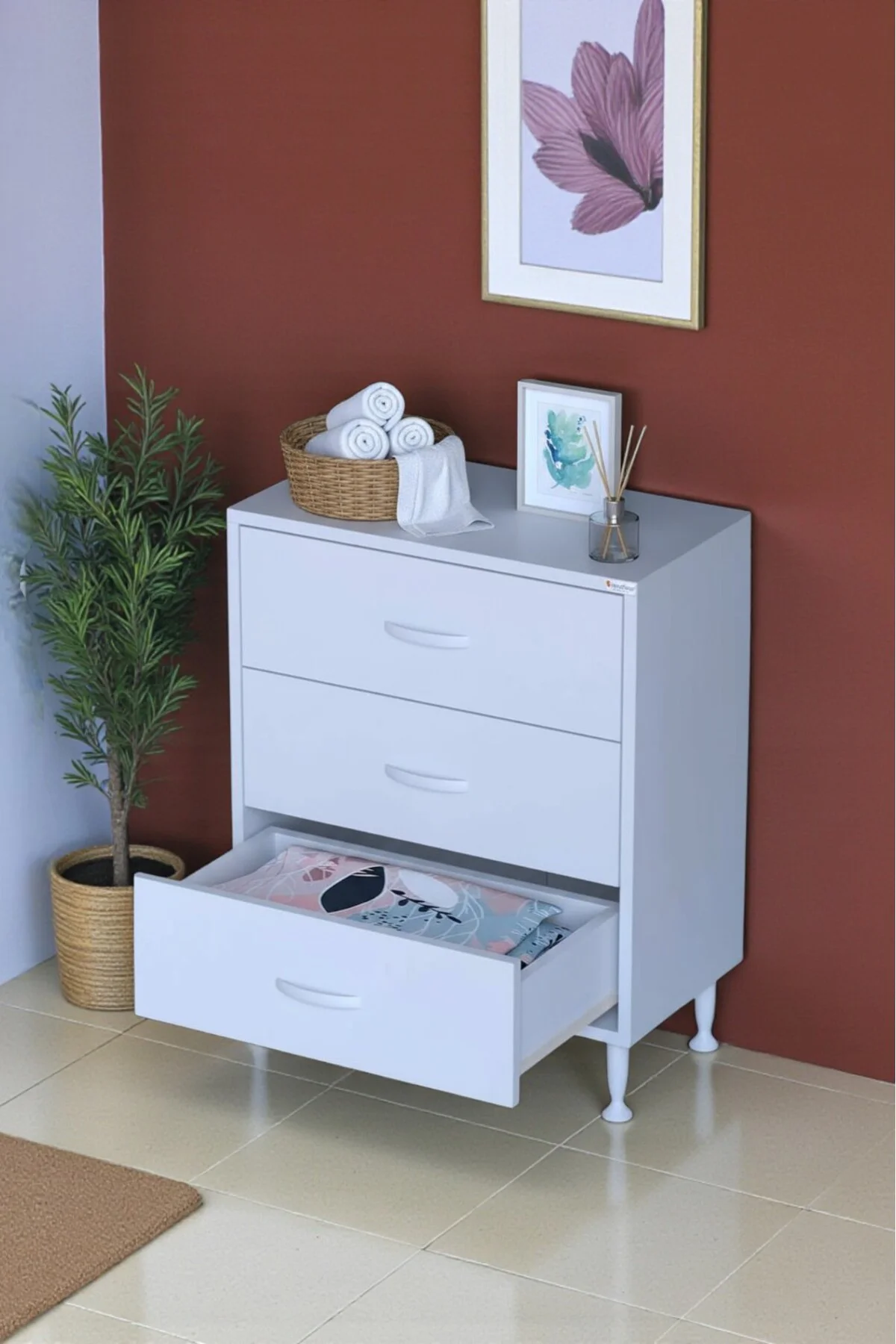 Seçer 3 Çekmeceli 60 cm Banyo ve Mutfak Dolabı Beyaz 60x75x32,5 c