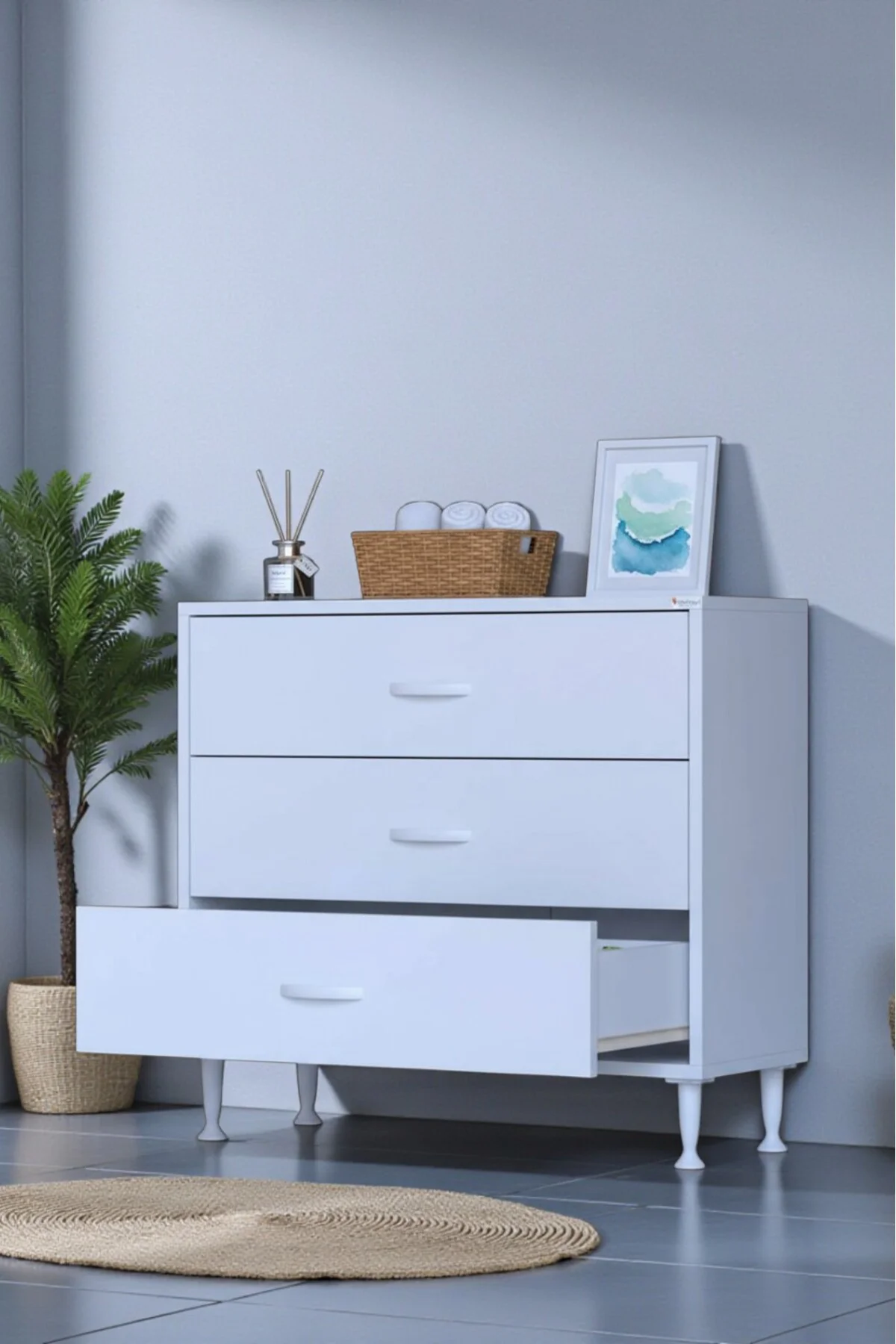 Seçer 3 Çekmeceli 70 cm Banyo ve Mutfak Dolabı Beyaz 70x75x32,5 c