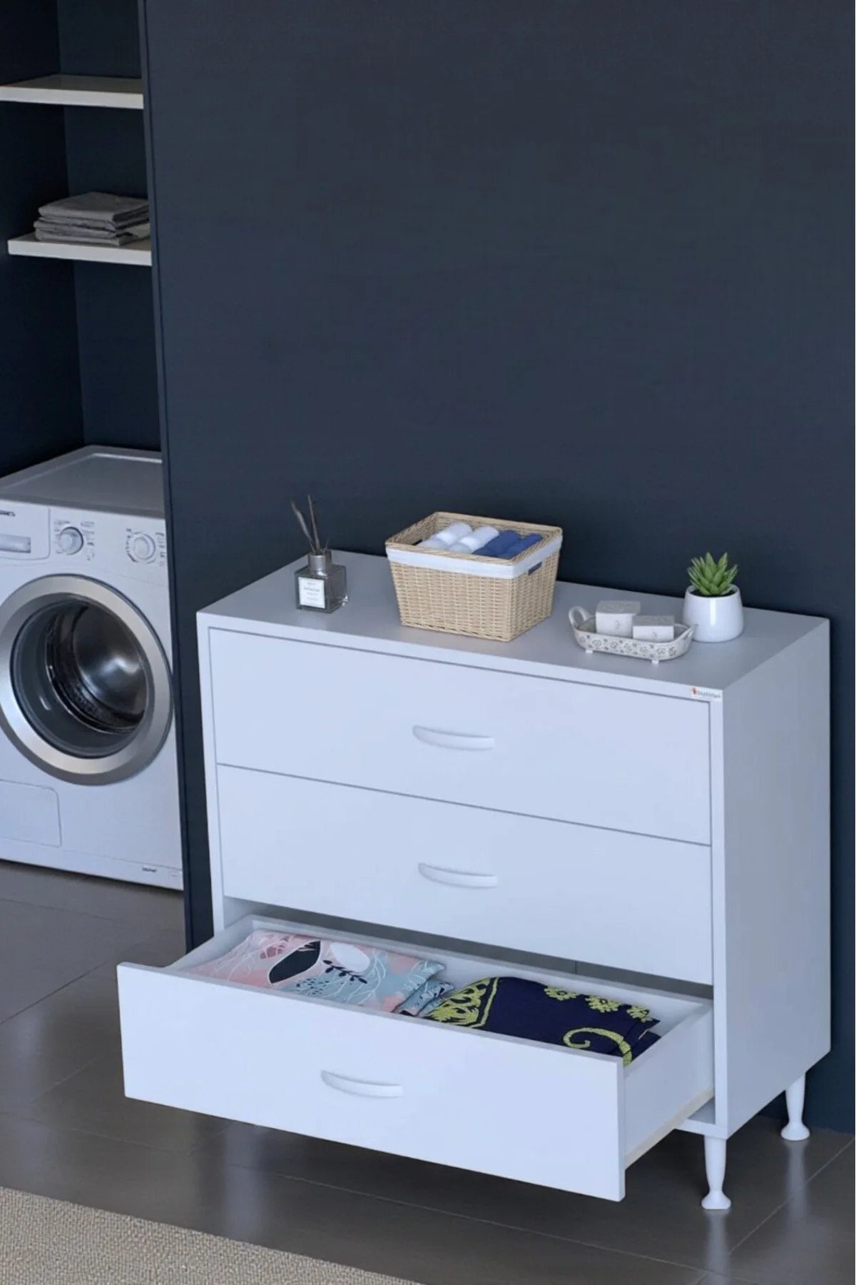 Seçer 3 Çekmeceli 75 cm Banyo ve Mutfak Dolabı Beyaz 75x75x32,5 c