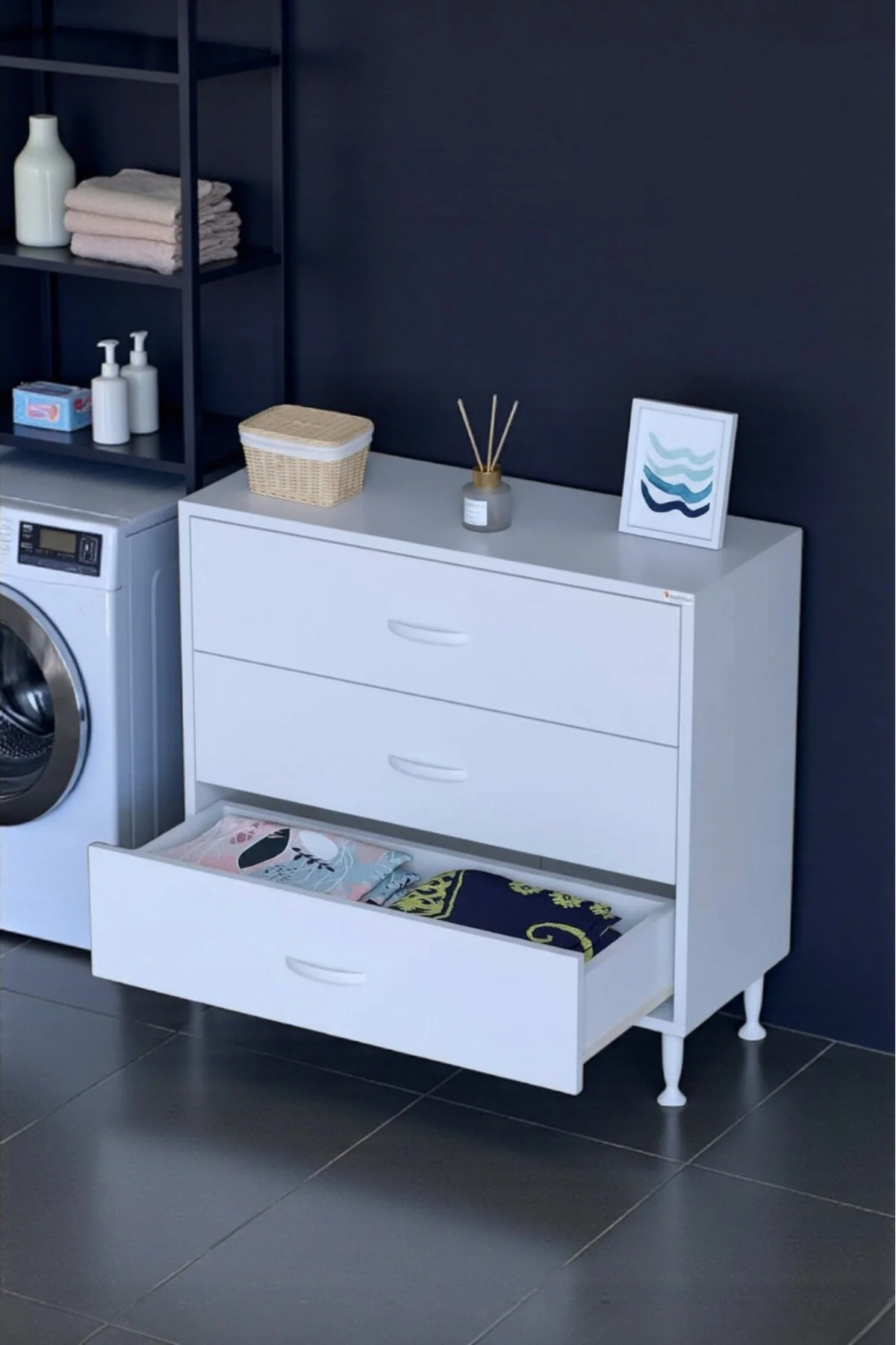Seçer 3 Çekmeceli 85 cm Banyo ve Mutfak Dolabı Beyaz 85x75x32,5 c