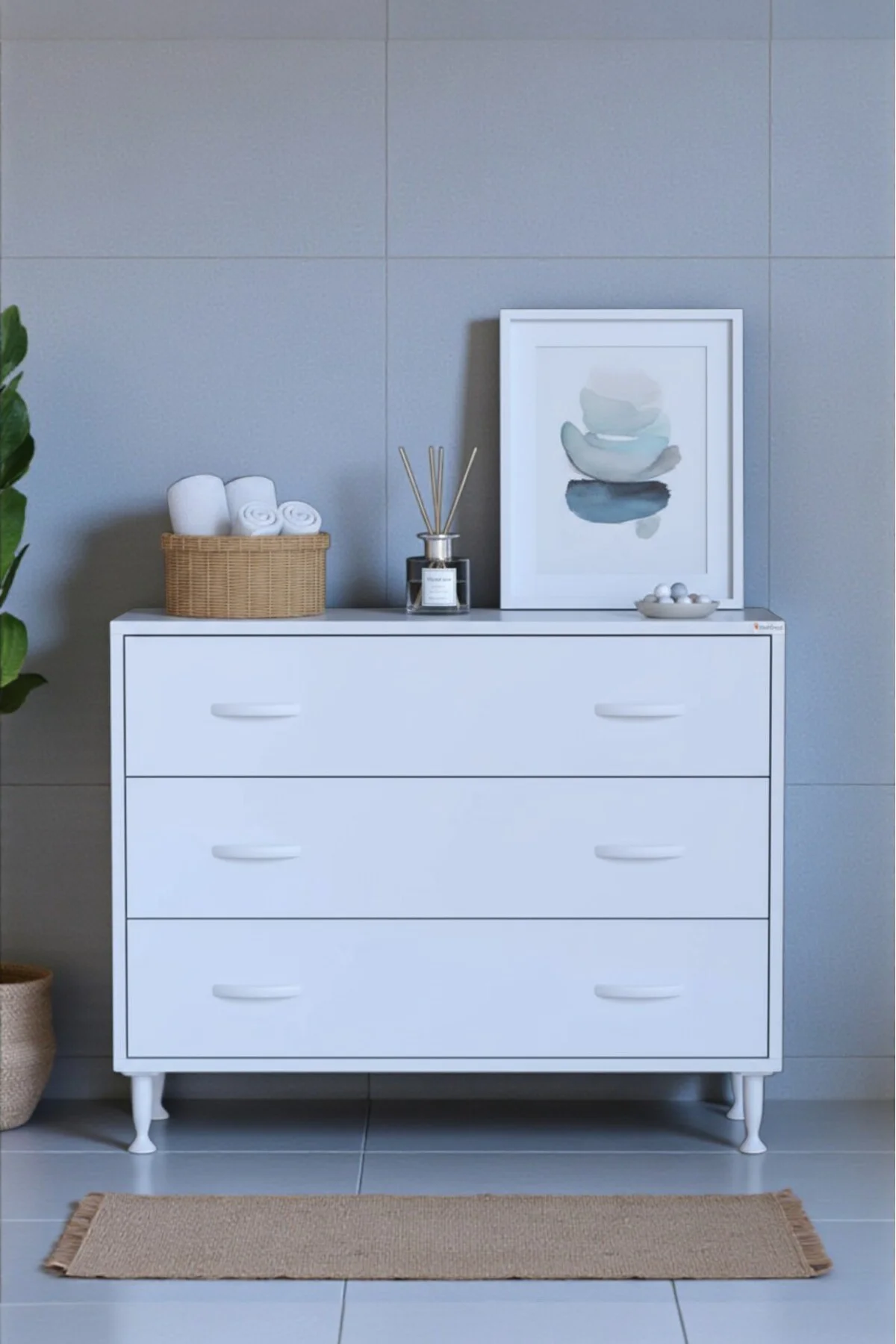Seçer 3 Çekmeceli 95 cm Banyo ve Mutfak Dolabı Beyaz 95x75x32,5 c