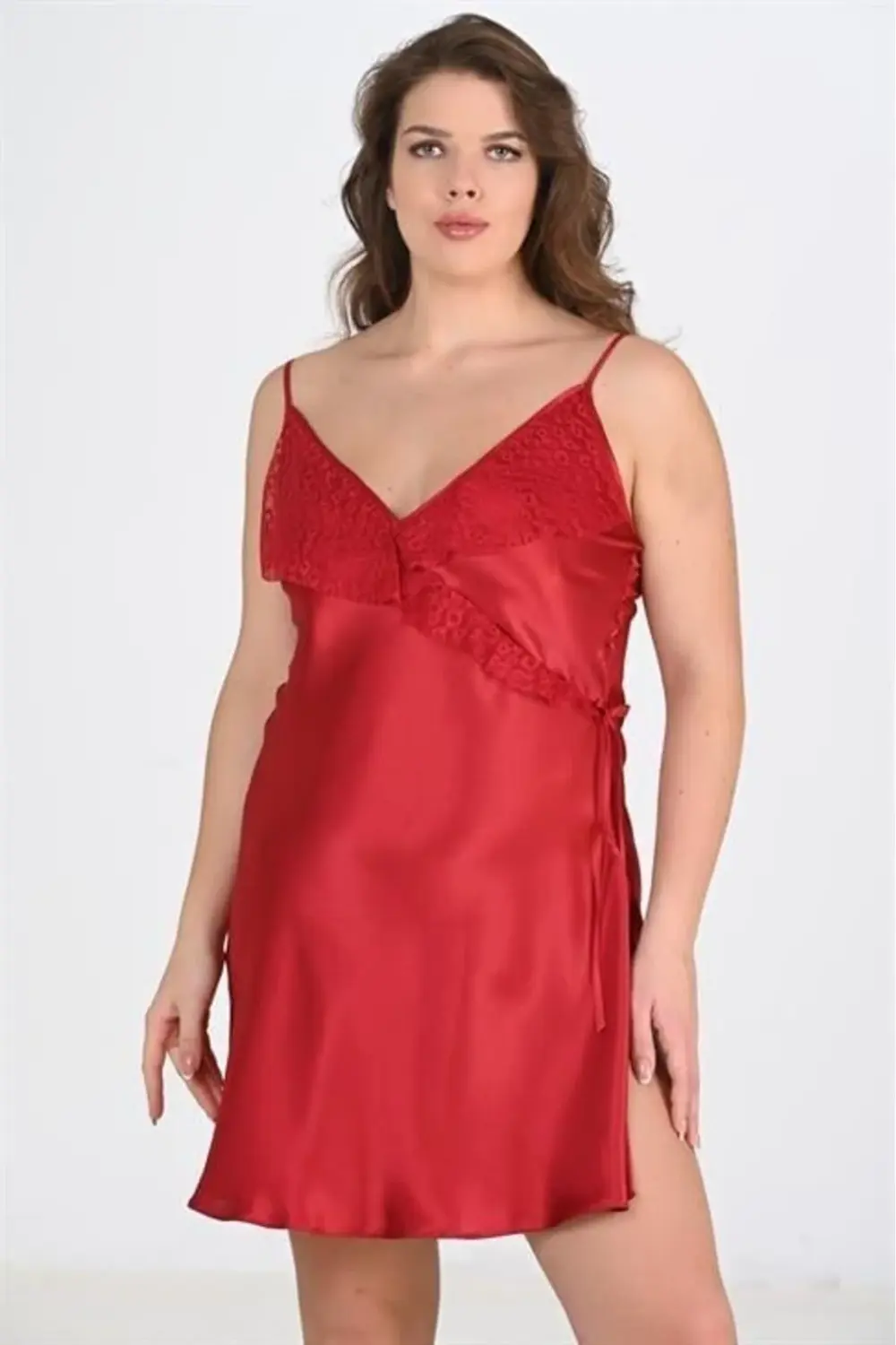 Secretsita Büyük Beden Bordo Gecelik 2107