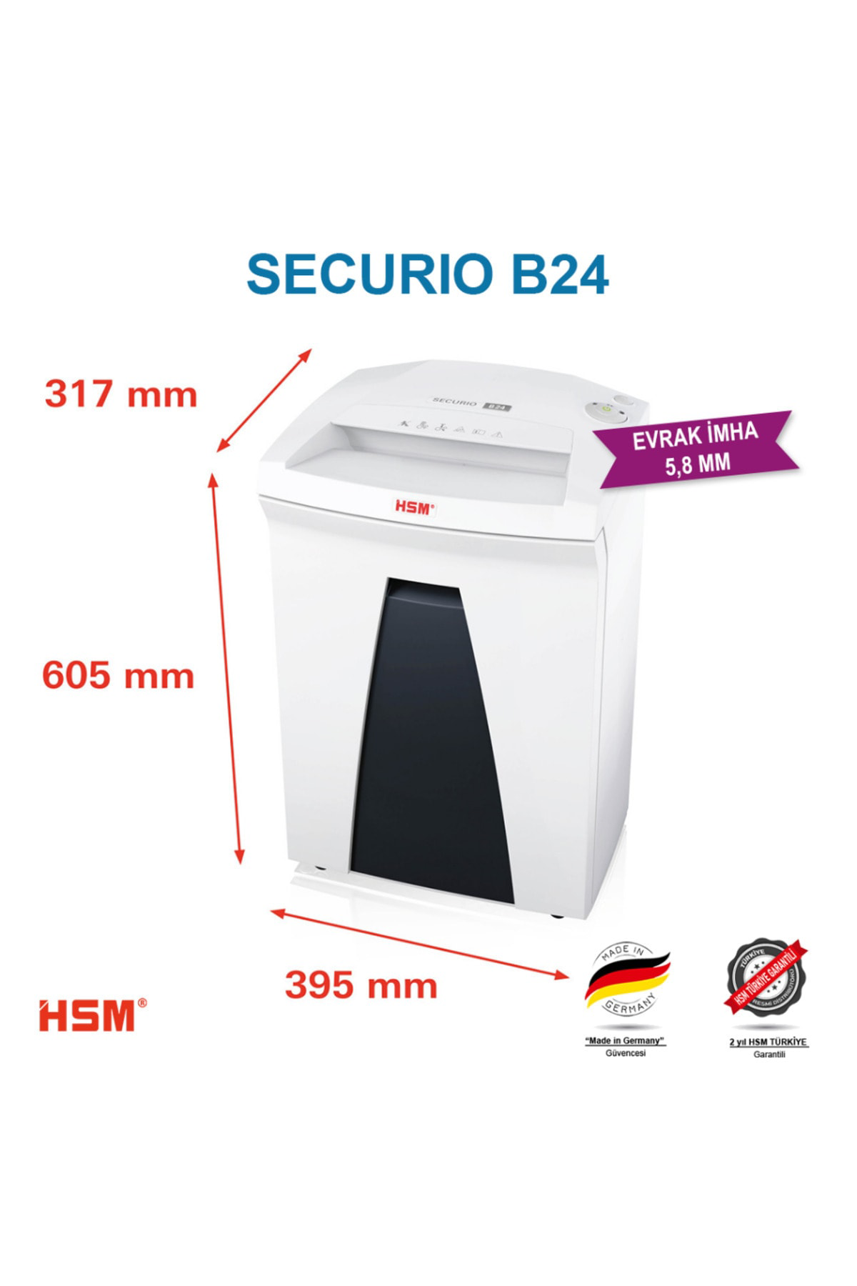 Securıo B24 Evrak Imha Makinesi / Kağıt Kırpma Makinesi - Düz/şer