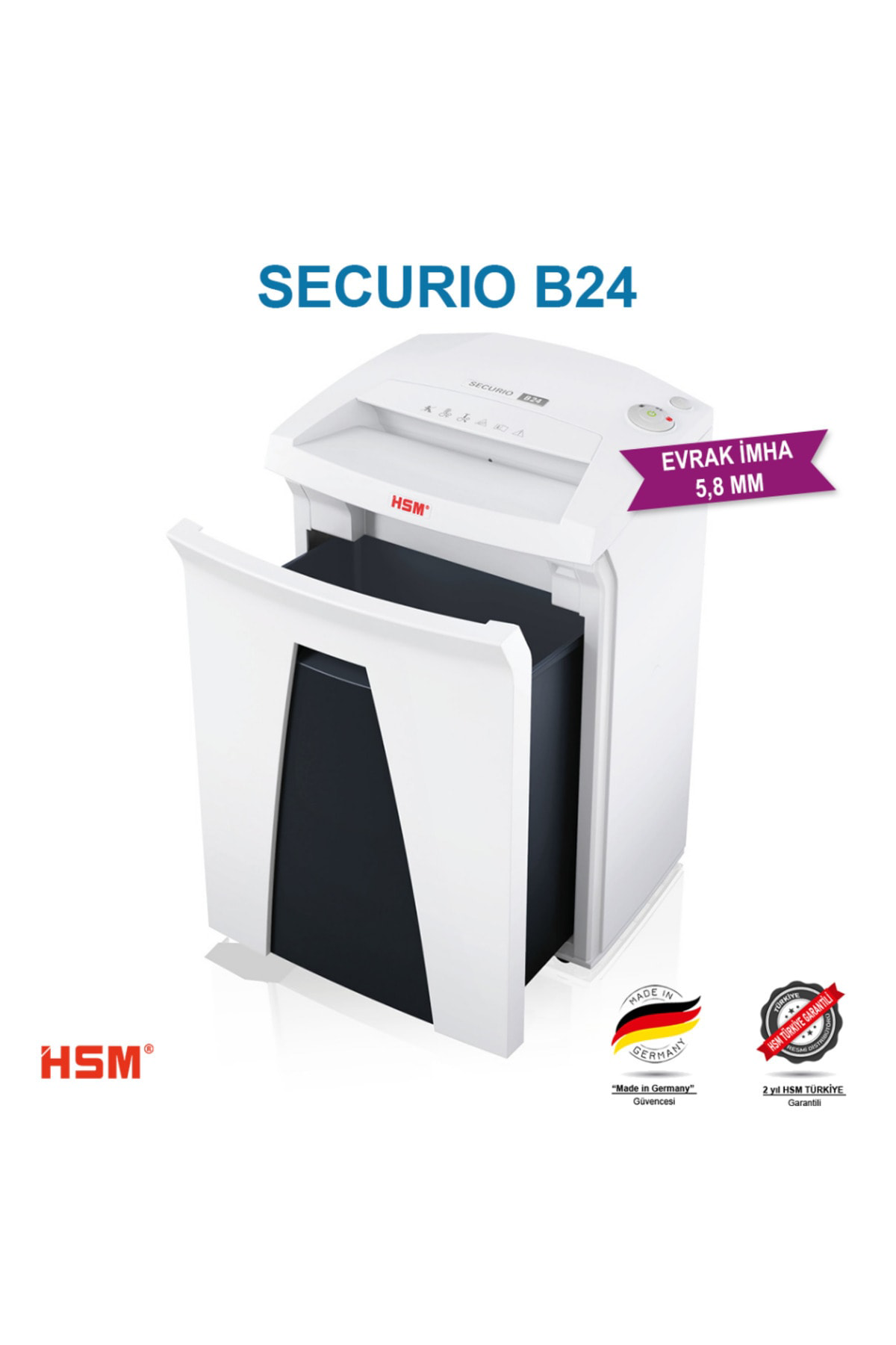 Securıo B24 Evrak Imha Makinesi / Kağıt Kırpma Makinesi - Düz/şer