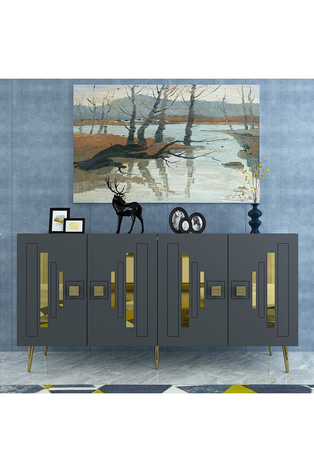 Cantek Dizayn Sedunact (Kb150) Konsol Antrasit-Altin