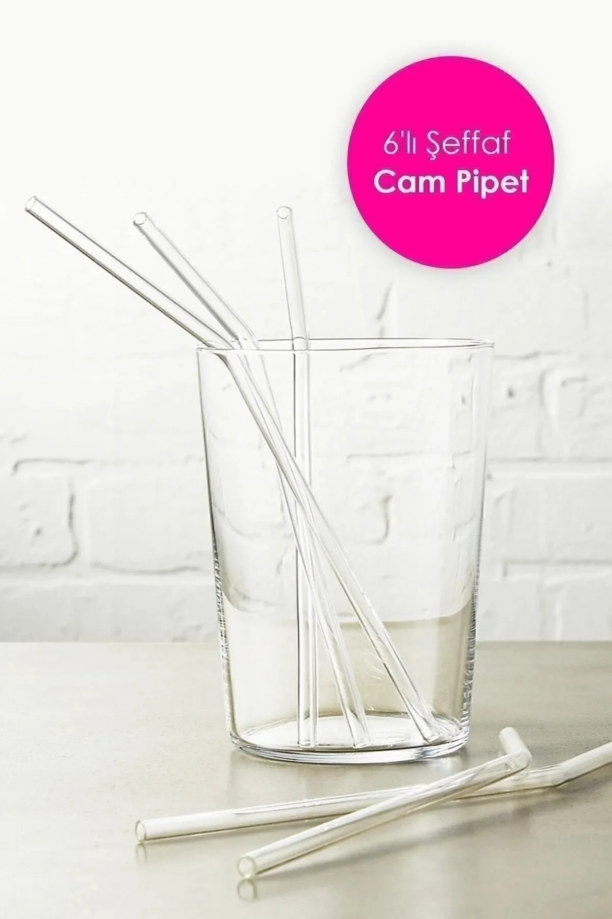 Şeffaf 6'lı Cam Eğimli Pipet