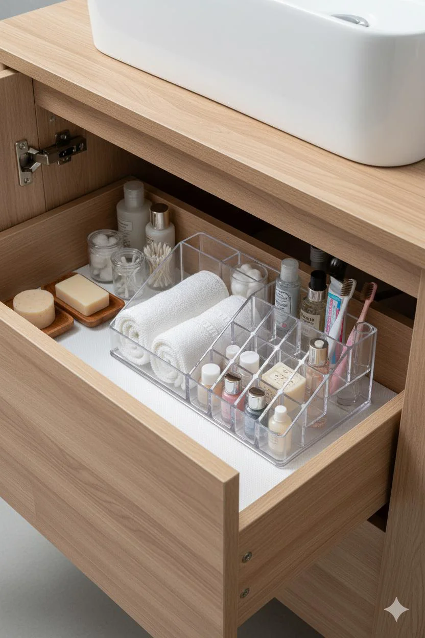 Şeffaf Akrilik Banyo Kozmetik Düzenleyici Organizer 13x22x8 cm Şeffaf Akrilik Banyo Kozmetik Düzenleyici Organizer 13x22x8 cm