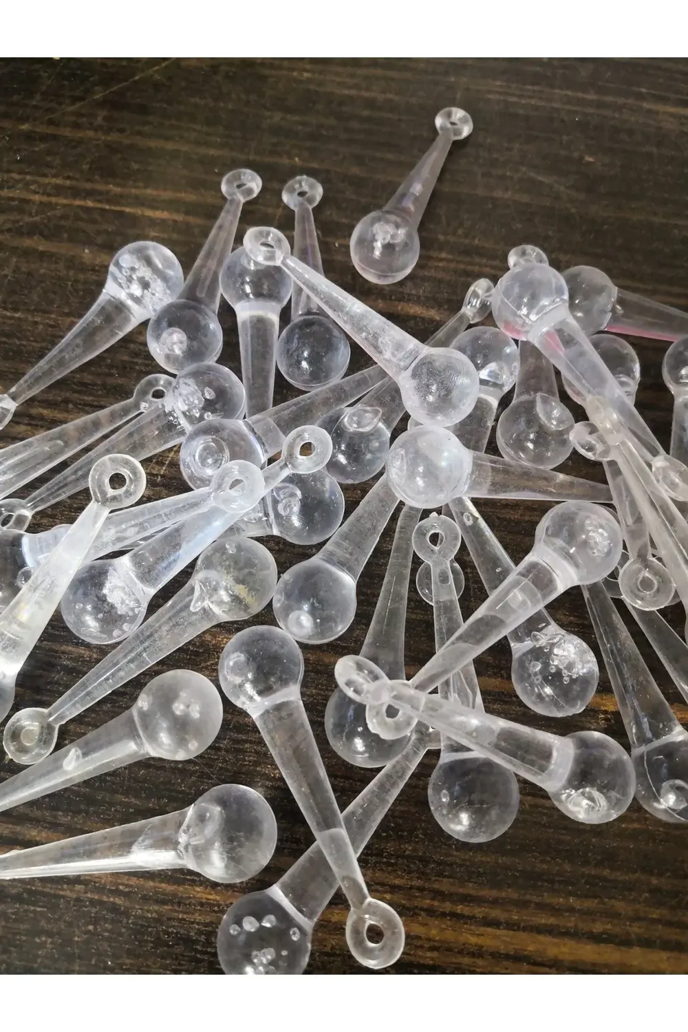 Şeffaf Akrilik Damla Taş Seti, 10 Parça, Canlı Turuncu Renkli