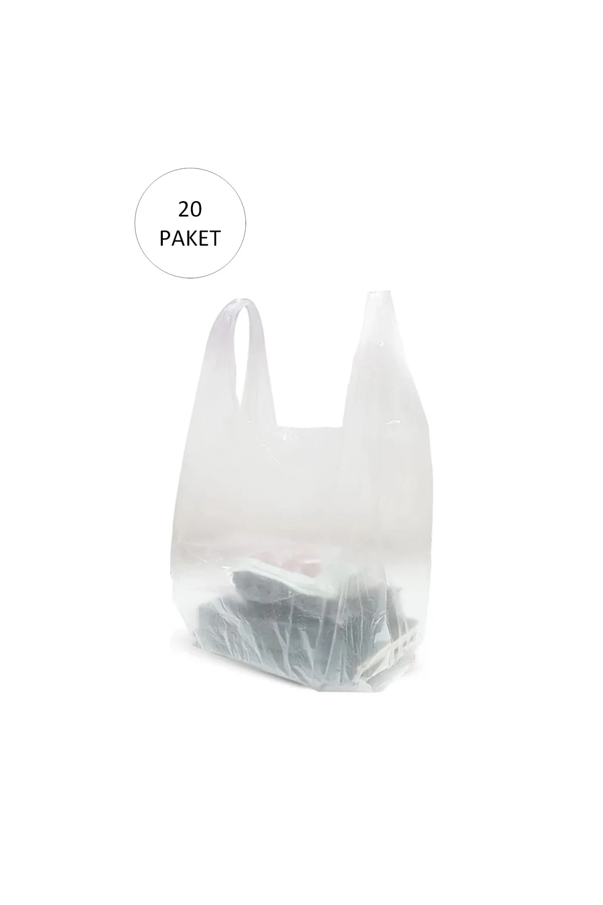 Şeffaf Atlet Poşet Küçük Boy 24x43 cm 20 Paket Takriben 6.000 Ade