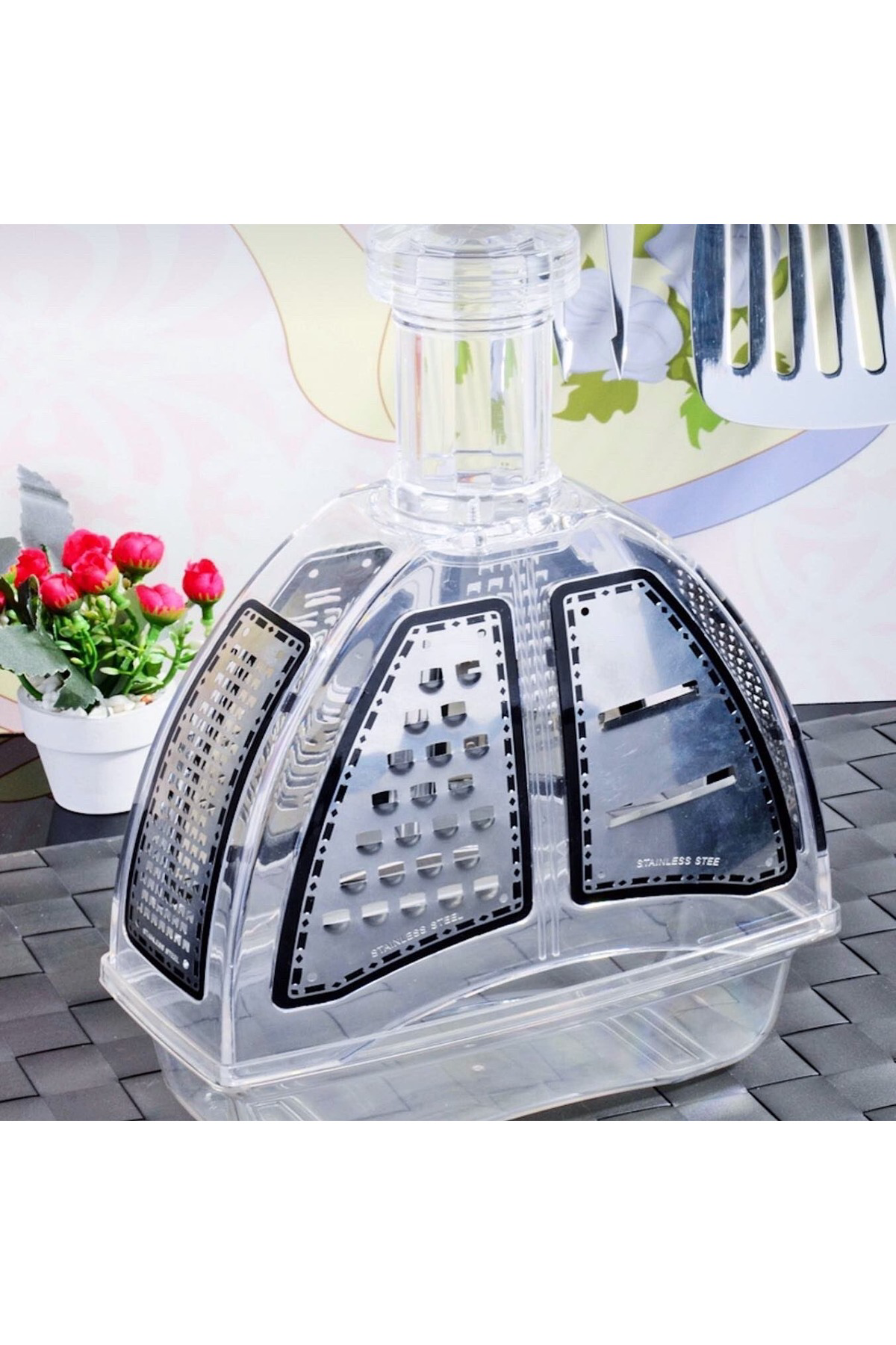 Elif Aksesuar Şeffaf Çift Hazneli Lüx Rende