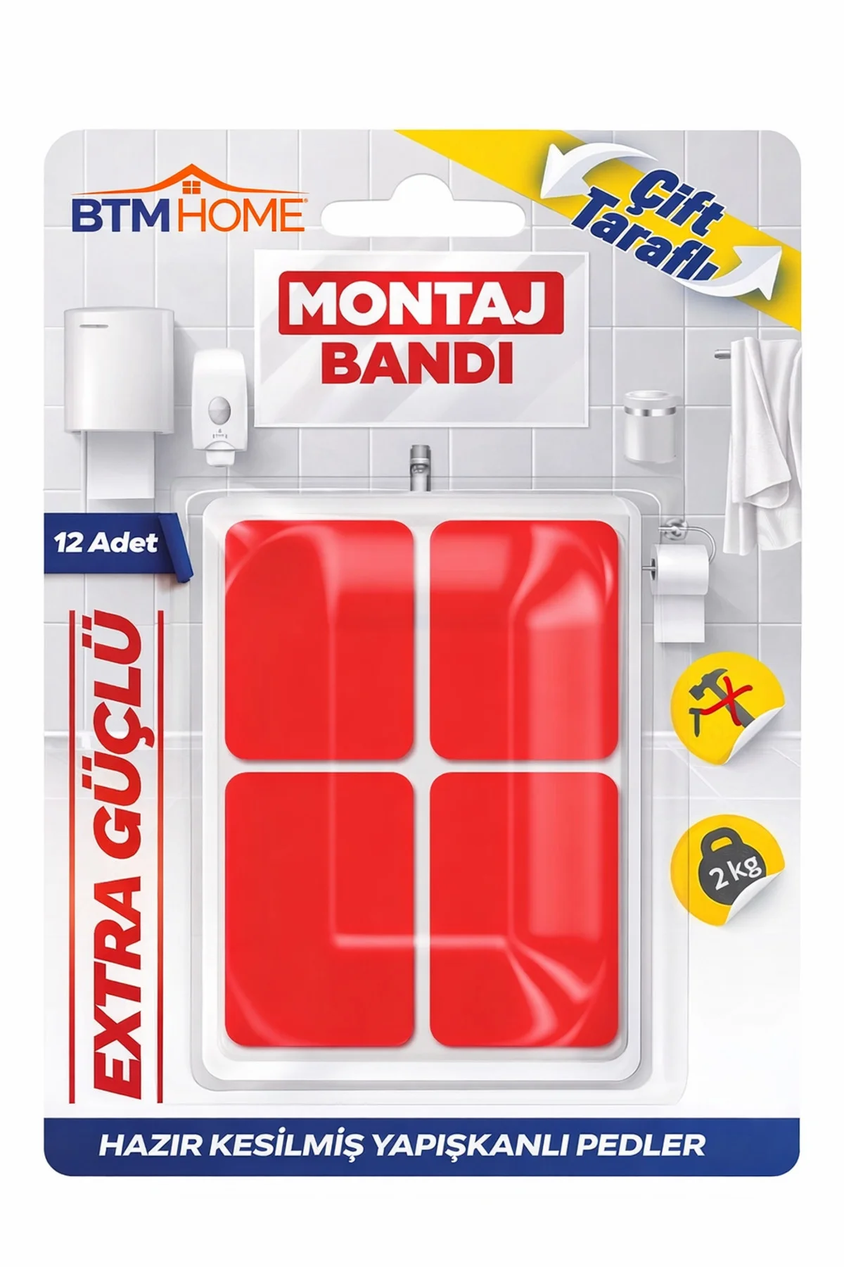 Şeffaf Çift Taraflı Montaj Bandı 12 Adet Güçlü Yapışkan Ped Duvar Şeffaf Çift Taraflı Montaj Bandı 12 Adet Güçlü Yapışkan Ped Duvar