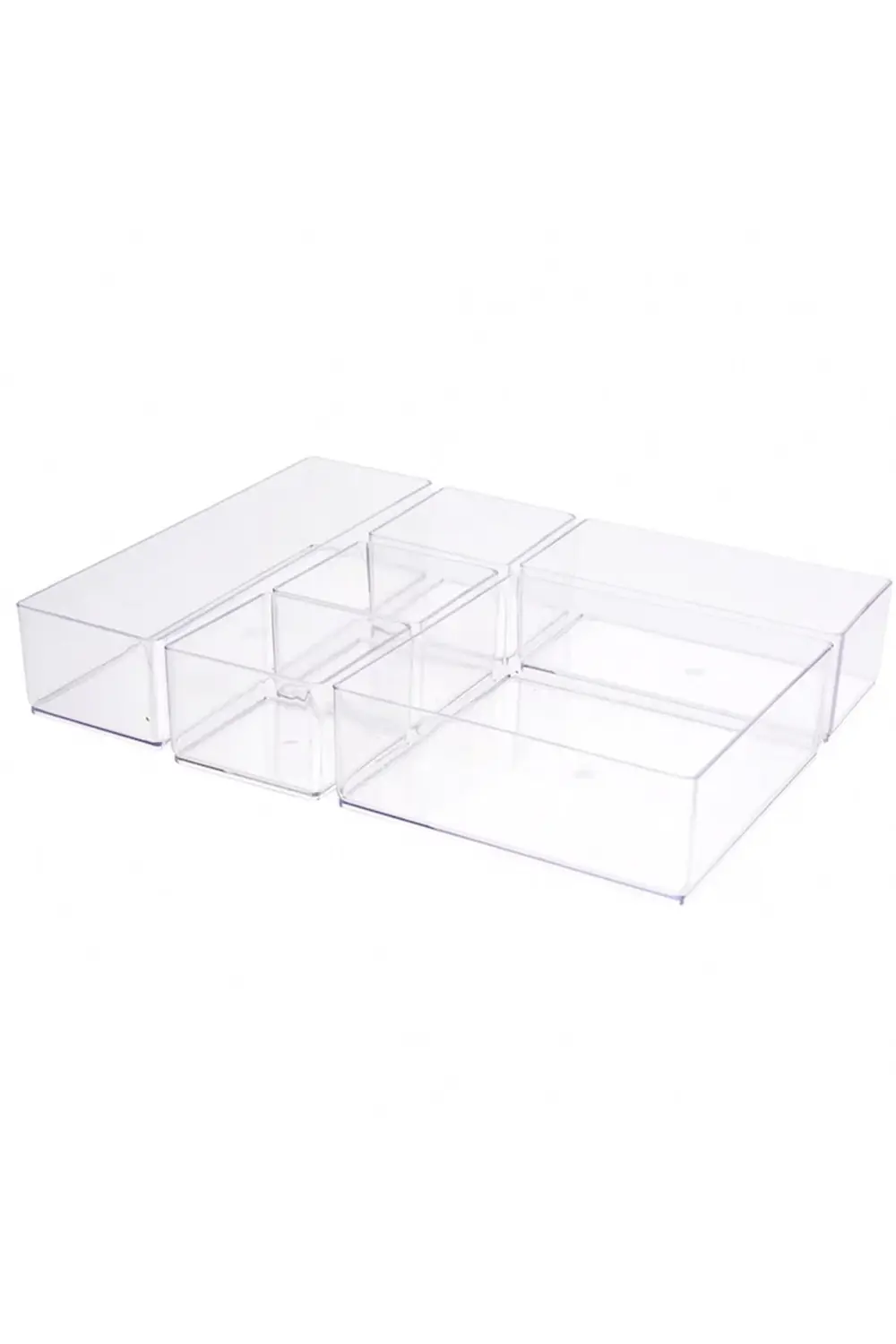 Şeffaf Çok Bölmeli Makyaj ve Düzenleme Kutusu Seti, Renkli Organi