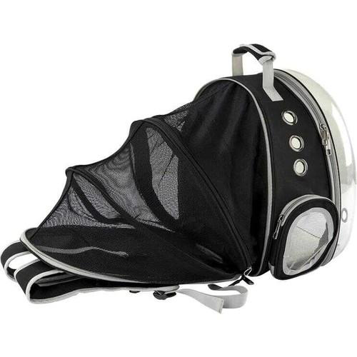 Şeffaf Fileli Astronot Kedi Köpek Taşıma Çantası 42x22x33 Cm Siya