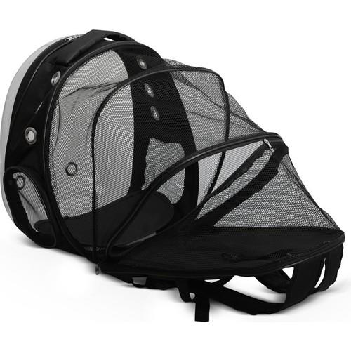 Şeffaf Fileli Astronot Kedi Köpek Taşıma Çantası 42x22x33 Cm Siya