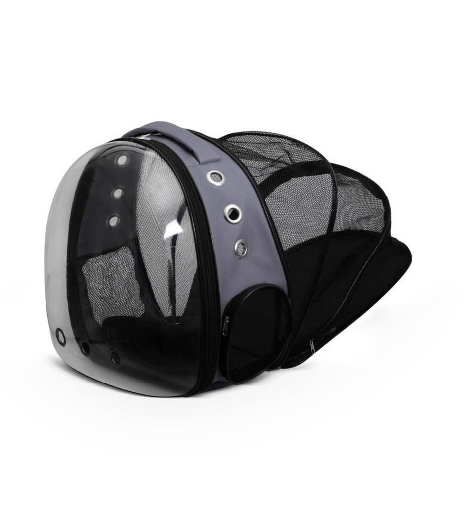 Şeffaf Fileli Astronot Kedi Köpek Taşıma Çantası 42x22x33 Cm Gri