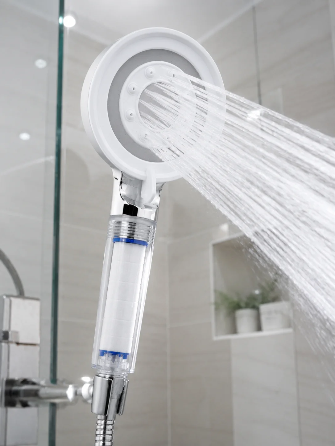 Şeffaf Filtre Hazneli Duş Başlığı Güçlü Akışlı Pratik Banyo Duşu