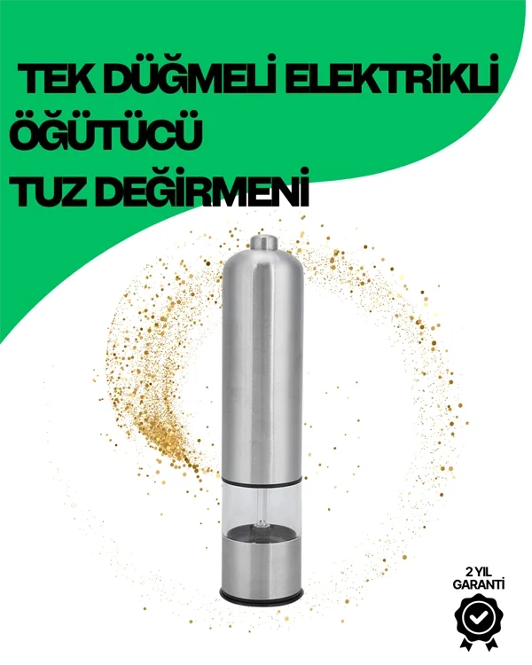 Şeffaf Hazneli Elektrikli Tuz Karabiber Öğütücü Pilli Taşınabilir Mutfak Aleti