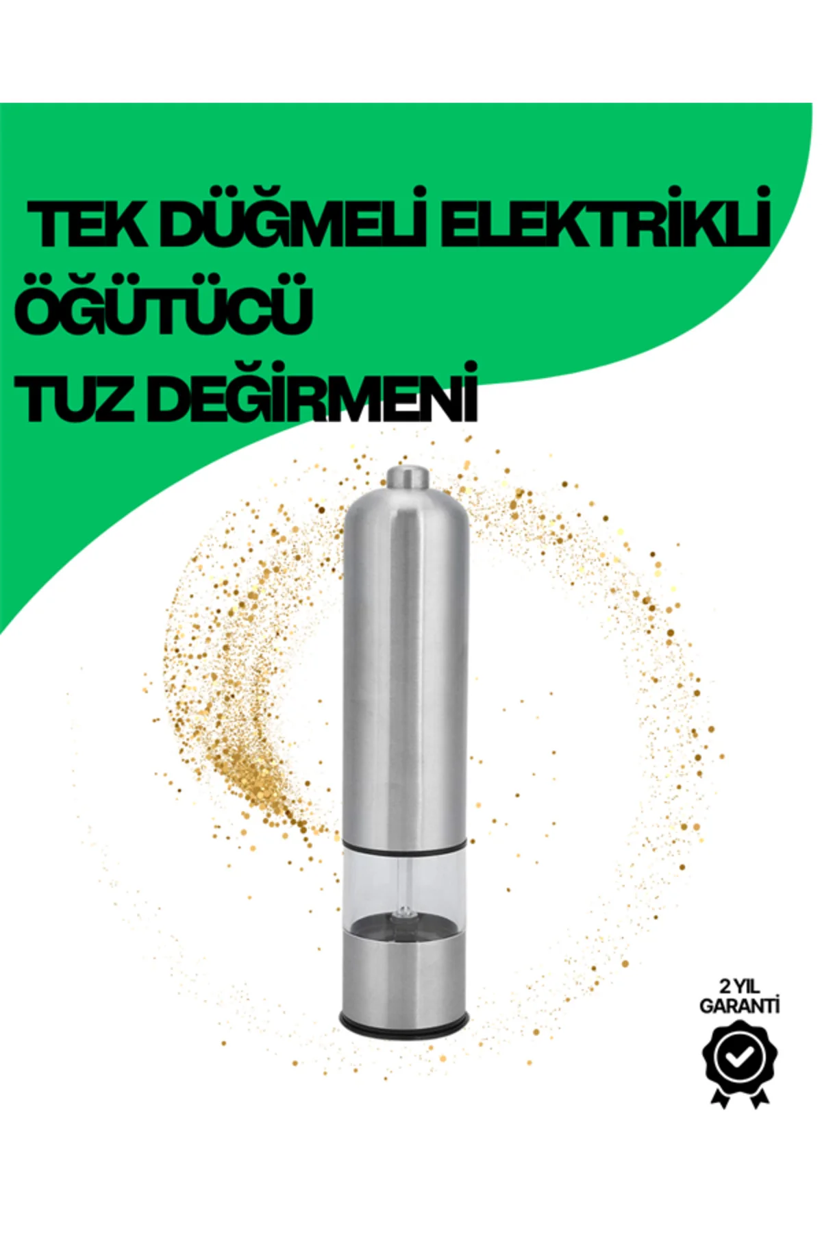 Şeffaf Hazneli Elektrikli Tuz Karabiber Öğütücü Pilli Taşınabilir