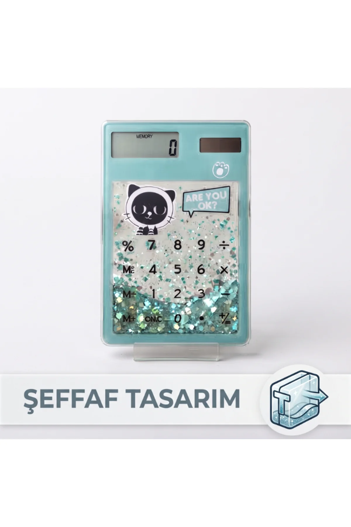 Şeffaf Hesap Makinesi - Sevimli Simli Tasarım Şeffaf Hesap Makinesi - Sevimli Simli Tasarım - Görsel 2