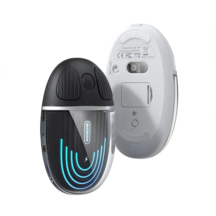 Şeffaf Kablosuz Mouse Bluetooth + 2,4GHz Şarjlı 1200DPI