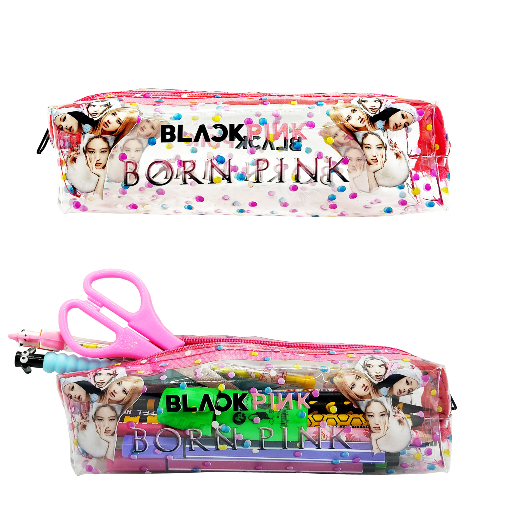 Şeffaf Kalem Kutusu Blackpink Born Pink Desenli Şeffaf Kalemlik