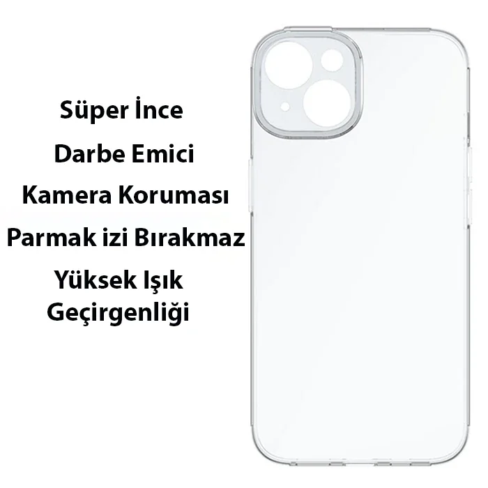 Şeffaf Kamera Korumalı iPhone 14 6.1 Kılıf – Darbeye Dayanıklı Seramik Silikon