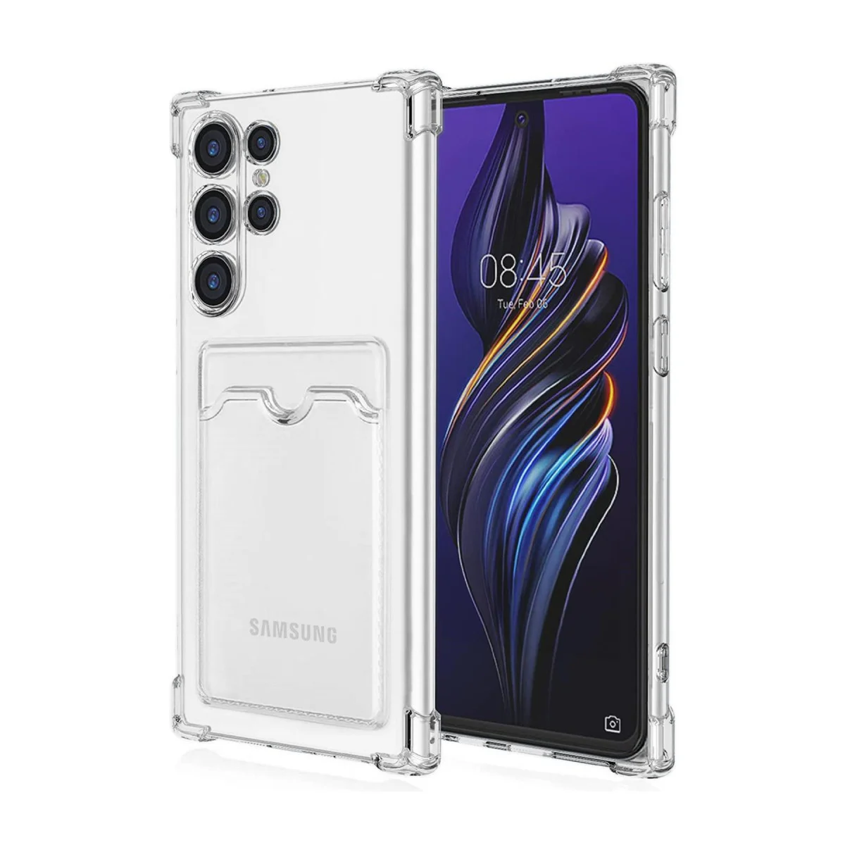 Şeffaf Kartlı Silikon Kılıf - Galaxy S24 Ultra Korumalı ve Pratik
