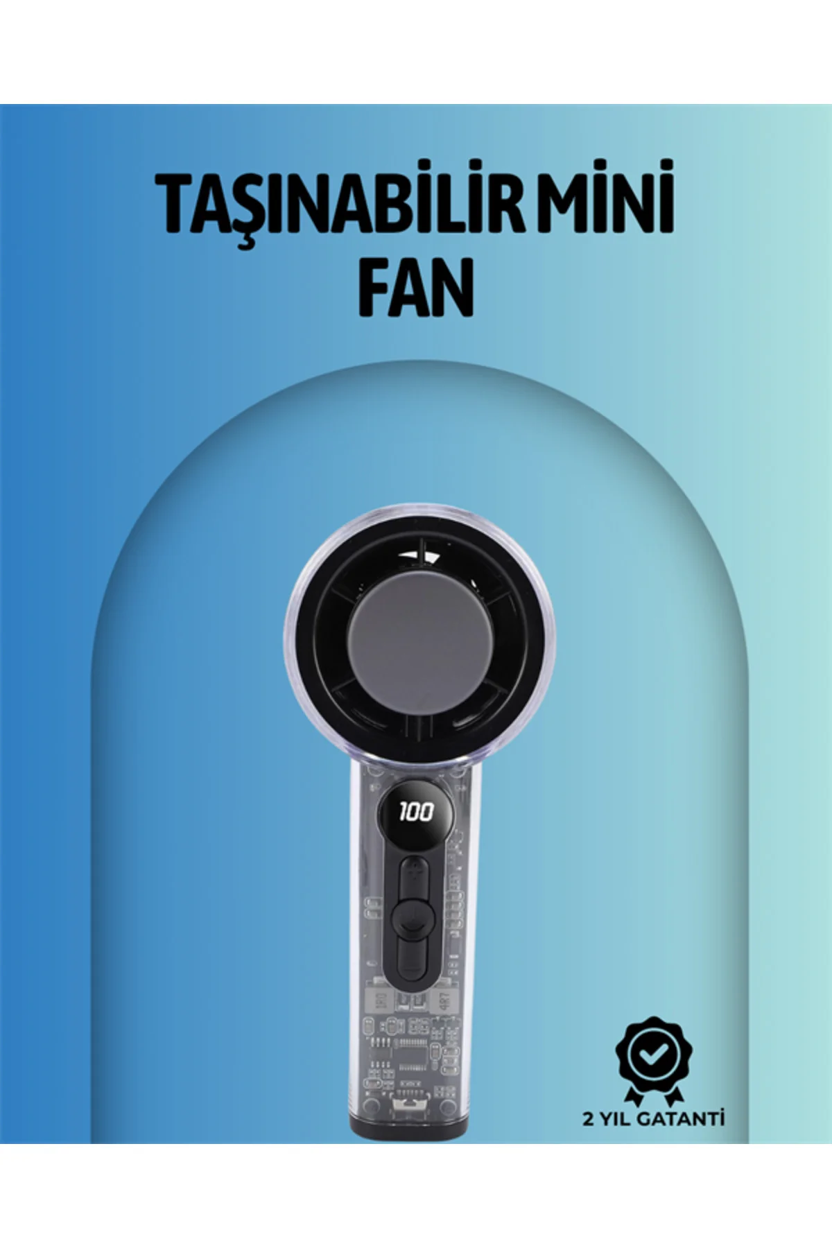 Şeffaf Kasa El Fanı | 5V 2A | 100 Kademeli Hava Akışı | Type-C Gi