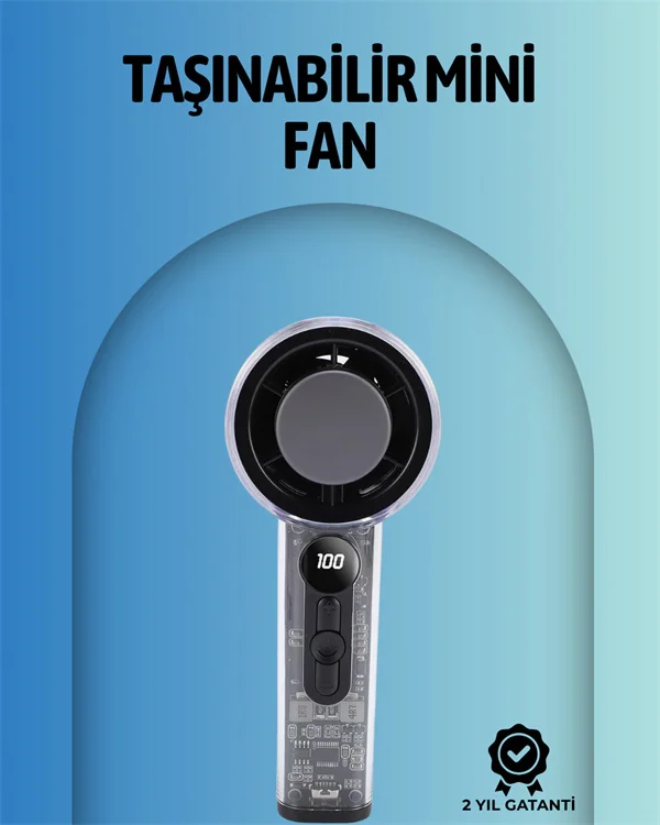 Şeffaf Kasa El Fanı 5v 2a 100 Kademeli Hava Akışı Type-c Girişli - Lisinya