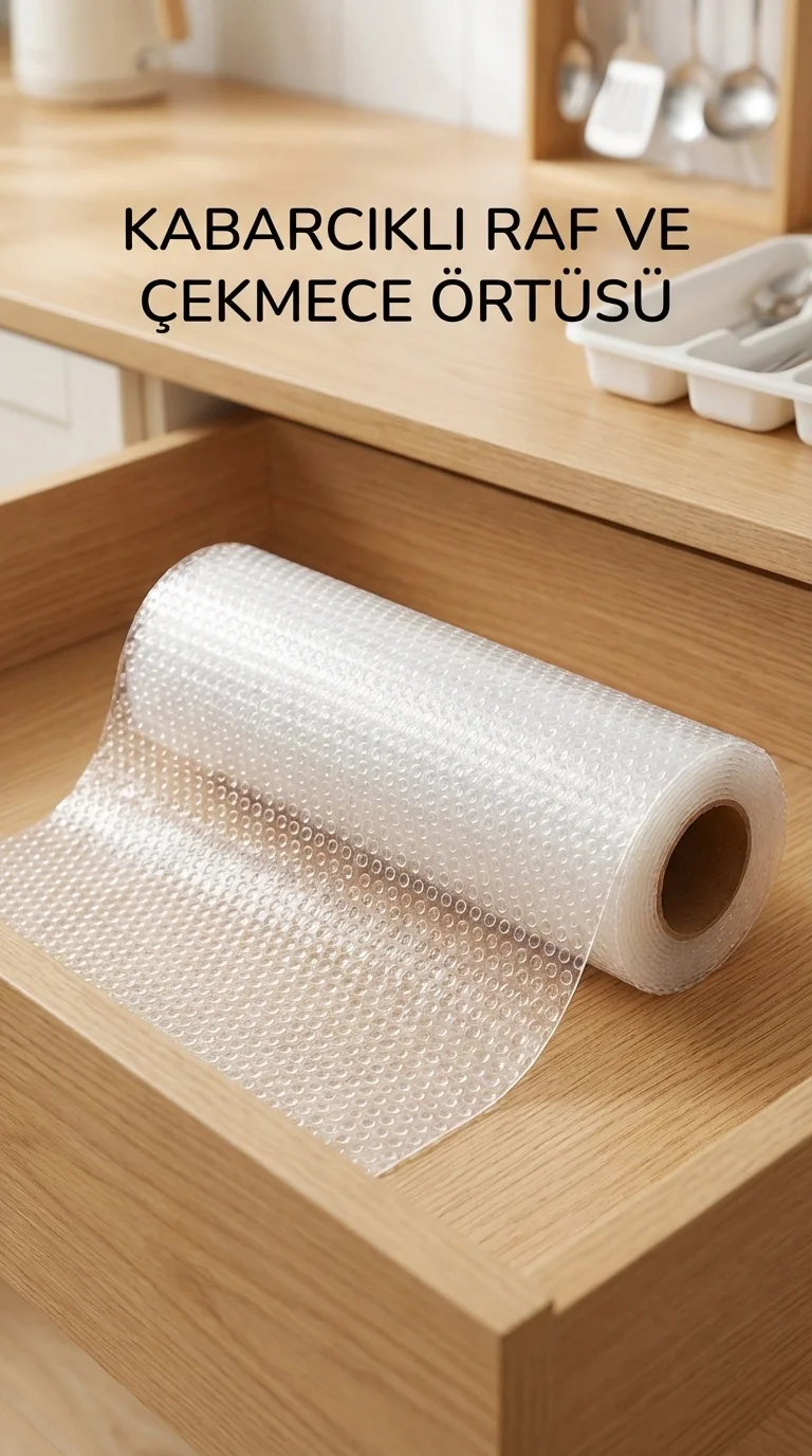 Şeffaf Kaydırmaz Dolap İçi Raflık Örtüsü 45x300 cm Koruyucu Pvc M